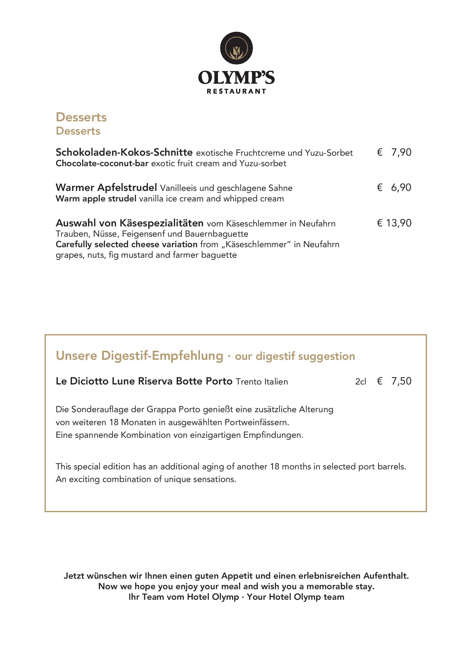 Speisekarte Olymp´s Restaurant in Eching, Seite 7