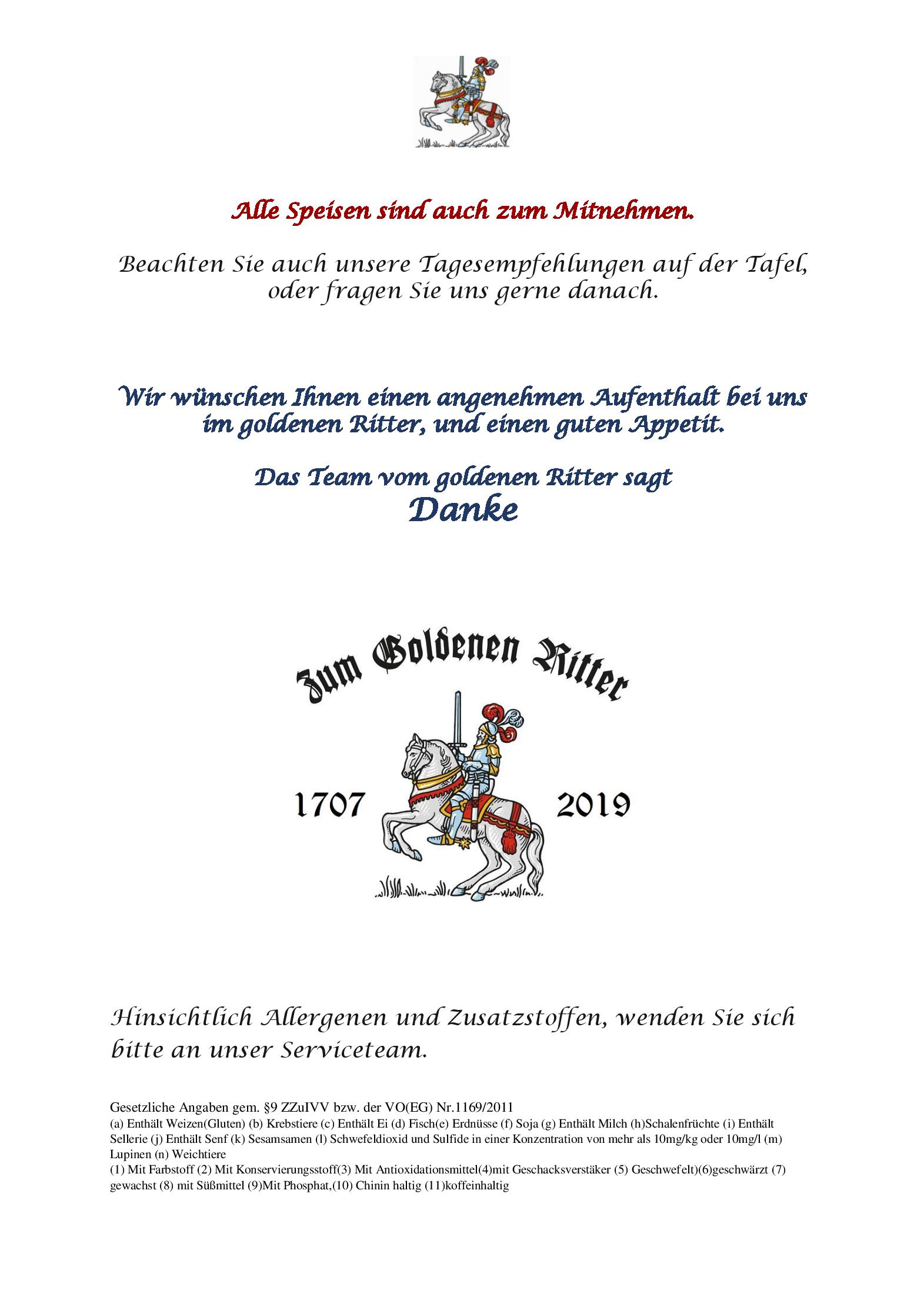Speisekarte Zum goldenen Ritter in Budenheim, Seite 4