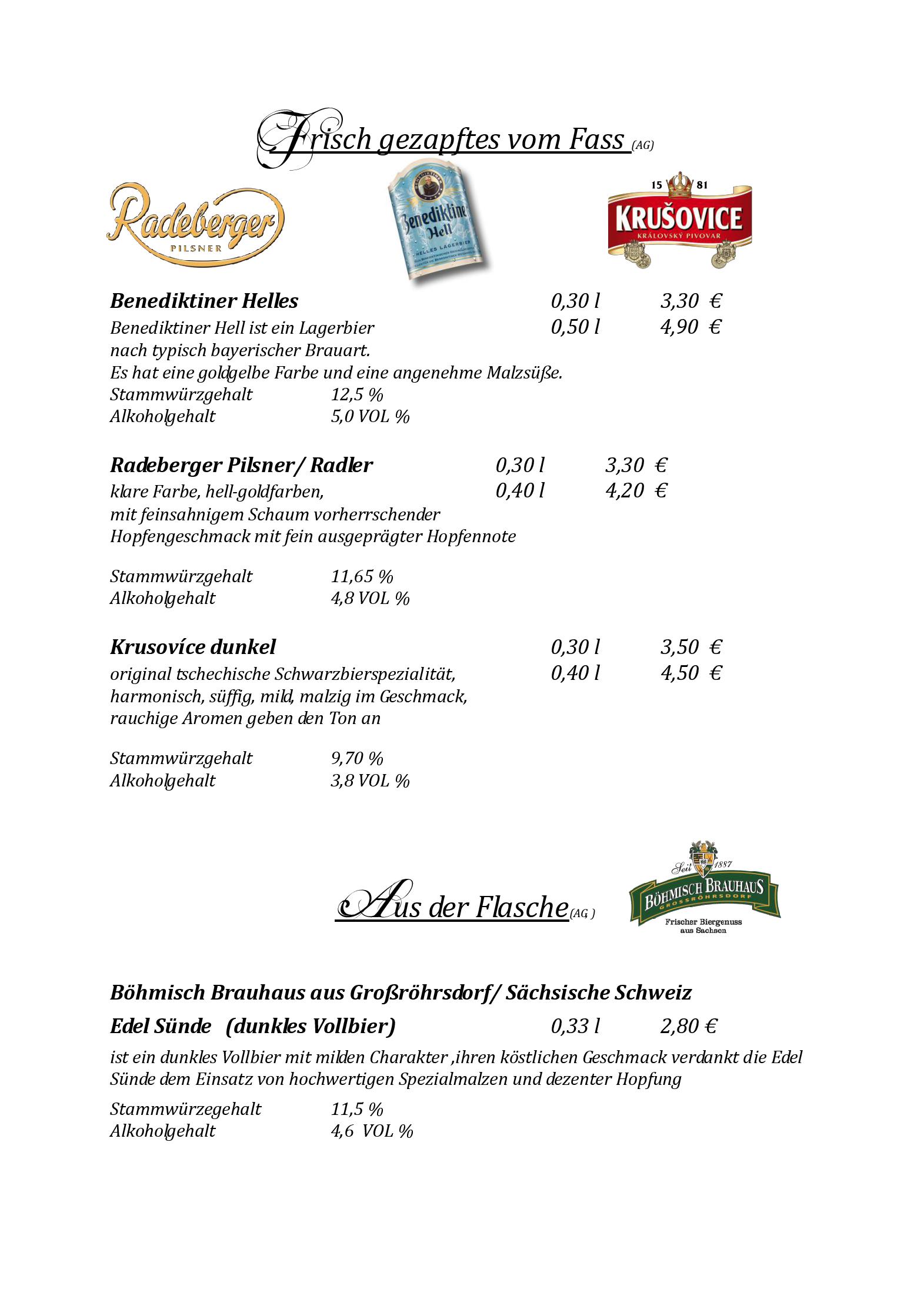 Speisekarte Hotel Lindenhof in Bad Schandau, Seite 10