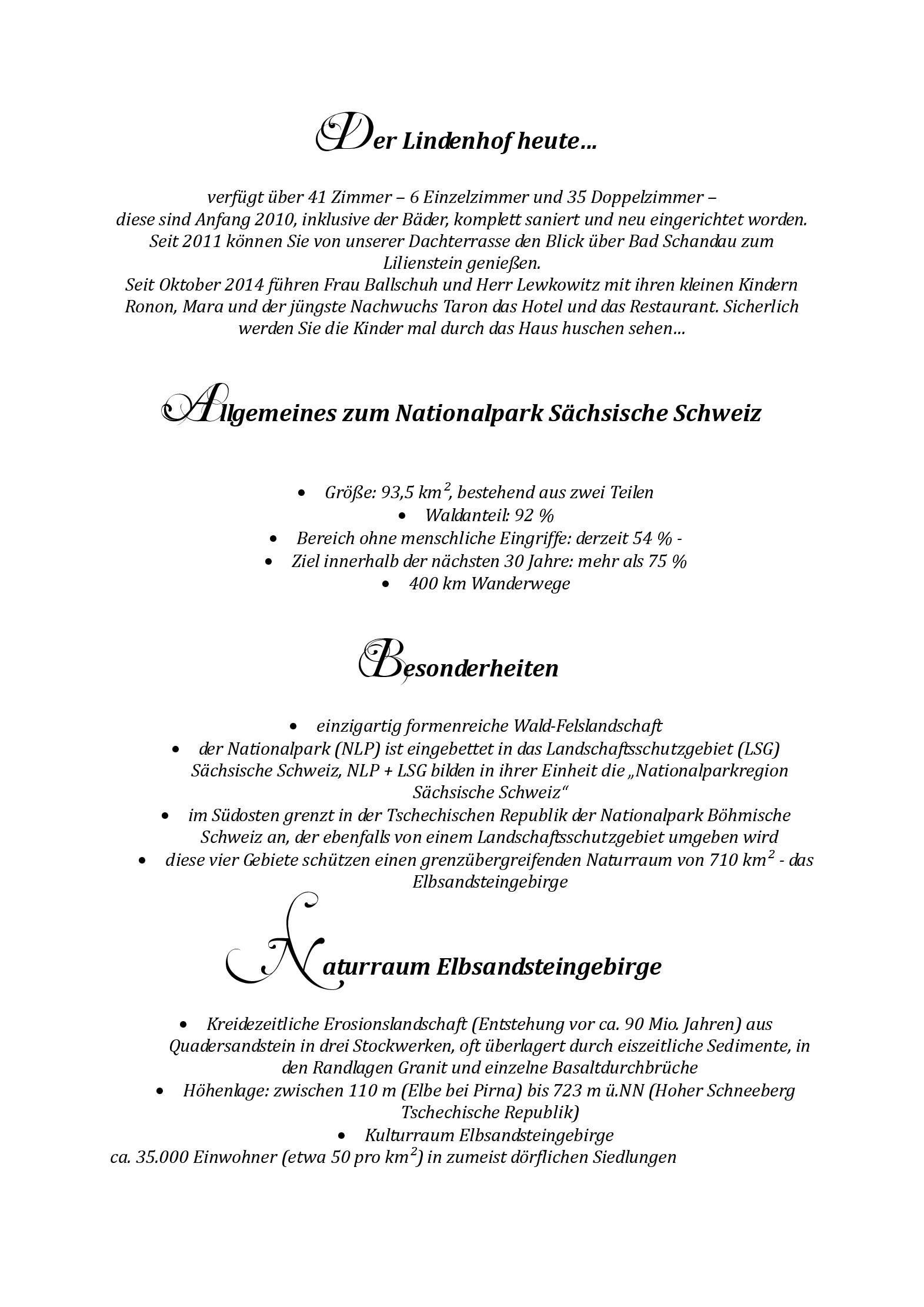 Speisekarte Hotel Lindenhof in Bad Schandau, Seite 20
