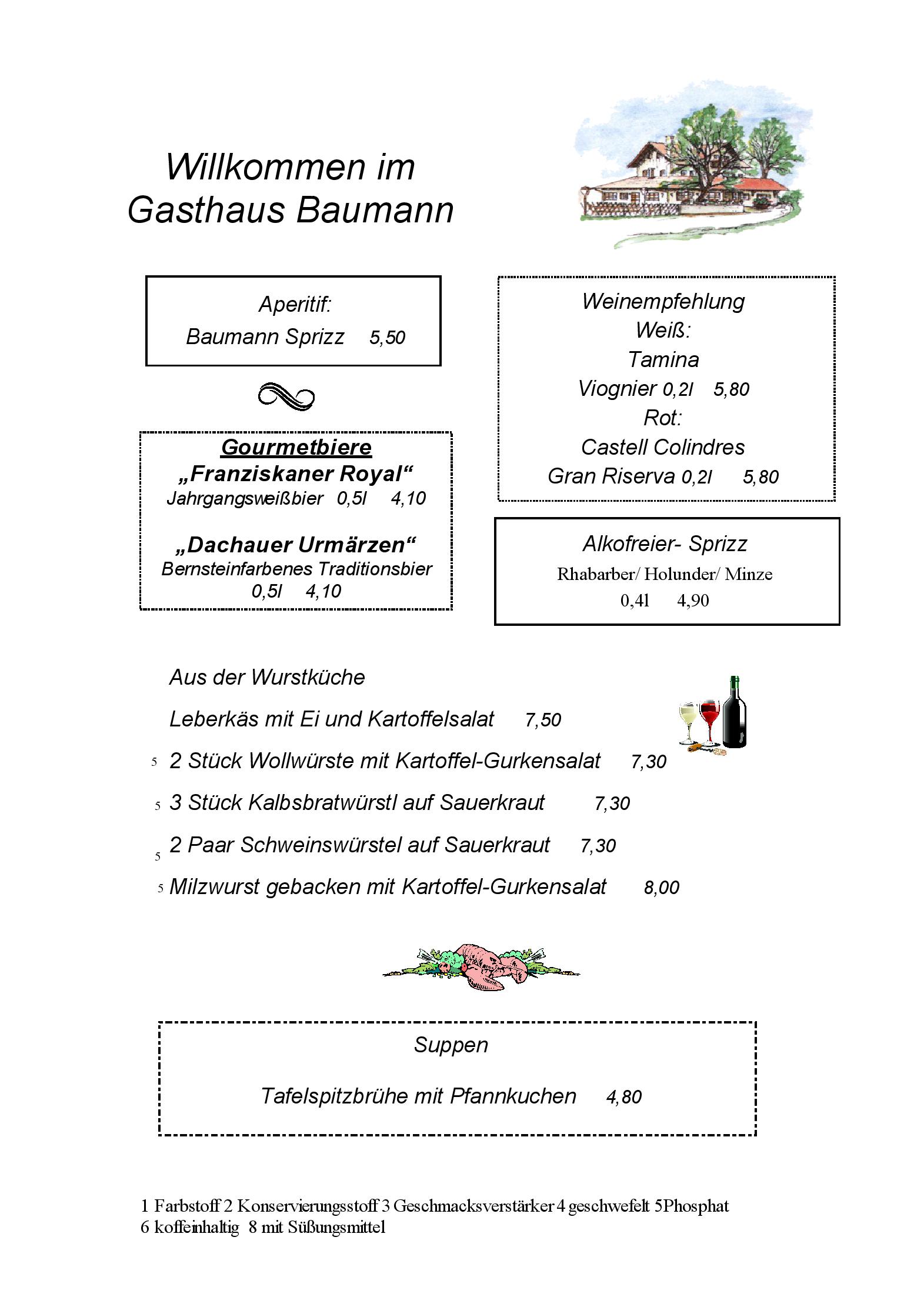 Speisekarte Gasthaus Baumann in Otterfing, Seite 1