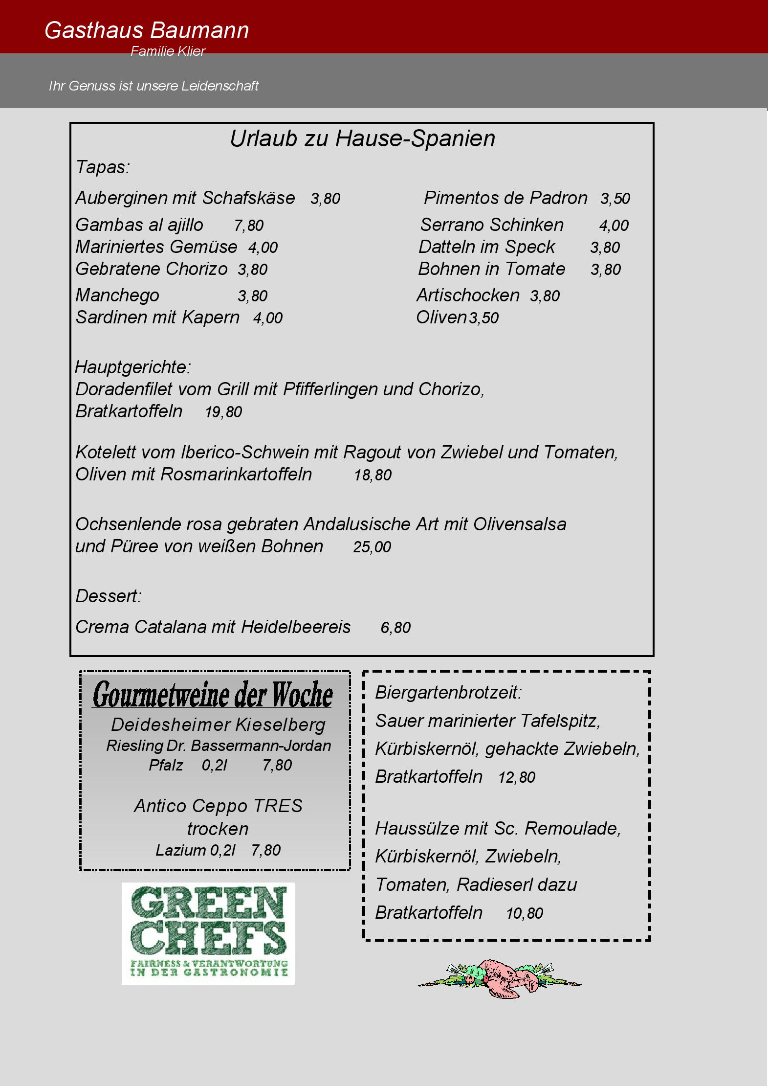 Speisekarte Gasthaus Baumann in Otterfing, Seite 2