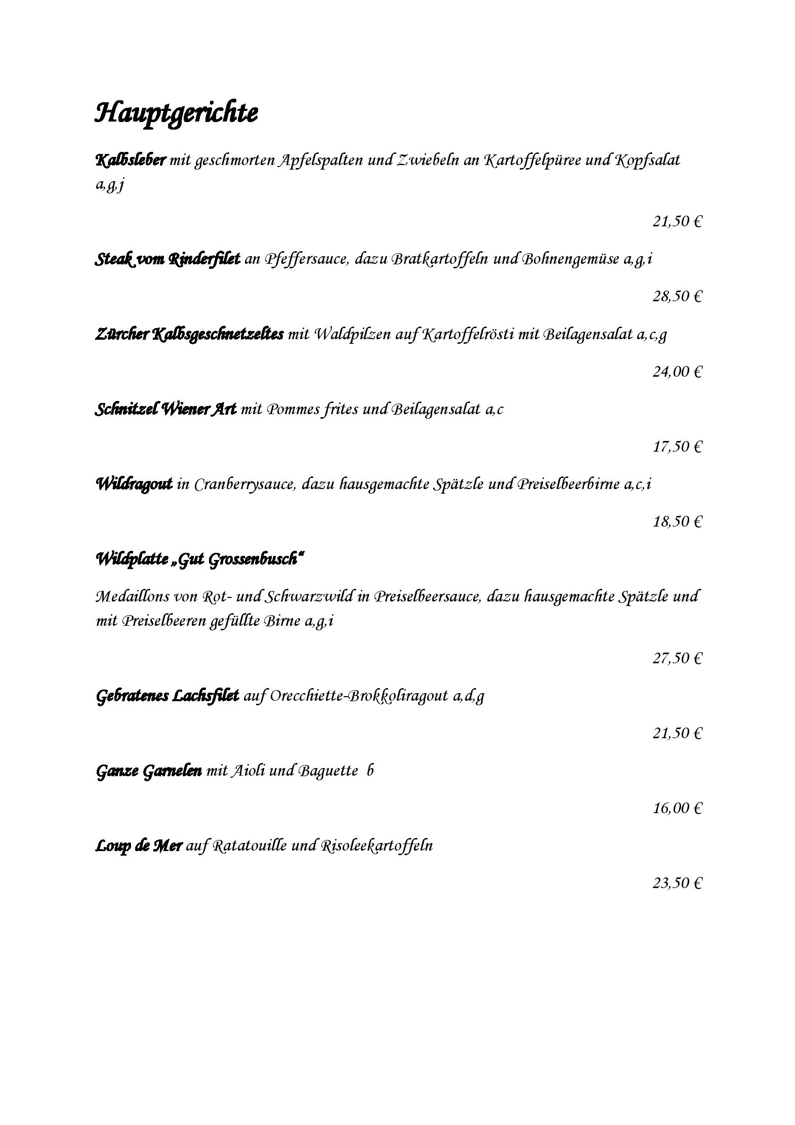 Speisekarte Golf Course Bonn - Restaurant in Sankt Augustin, Seite 2