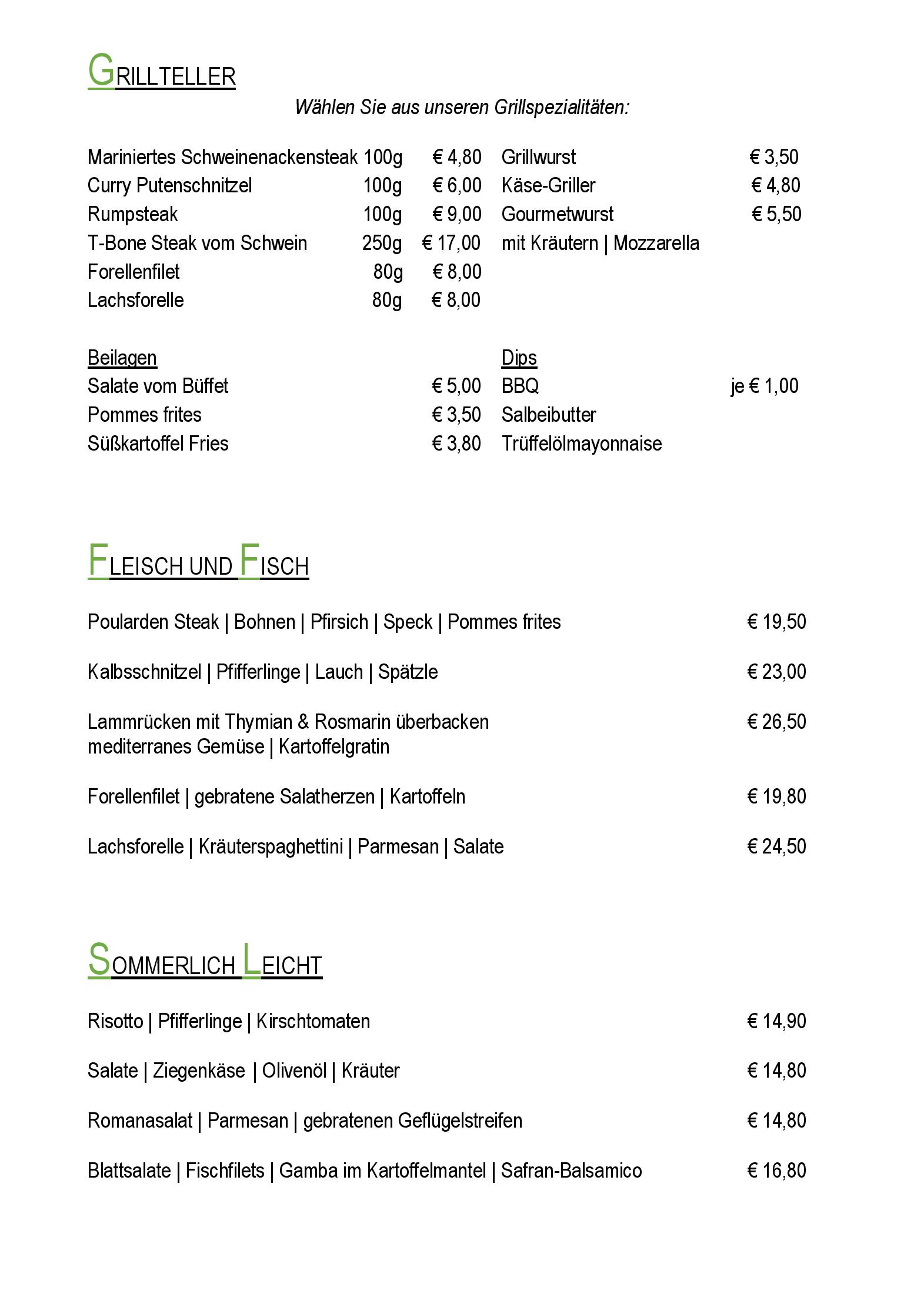 Speisekarte Landlhotel Hirschen in Oberwolfach, Seite 3