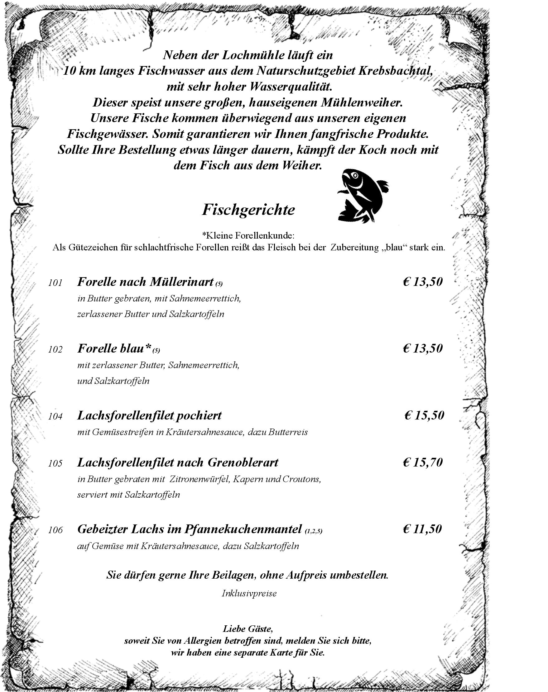 Speisekarte Hotel und Restaurant Lochmühle GmbH in Konstanz, Seite 6