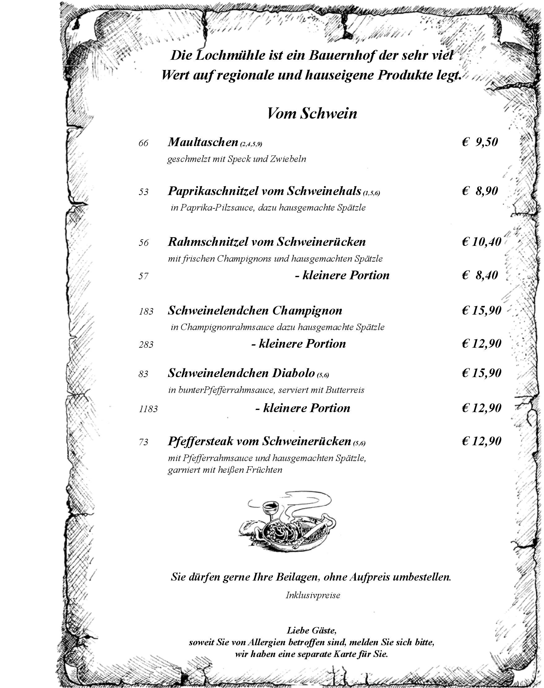 Speisekarte Hotel und Restaurant Lochmühle GmbH in Konstanz, Seite 7