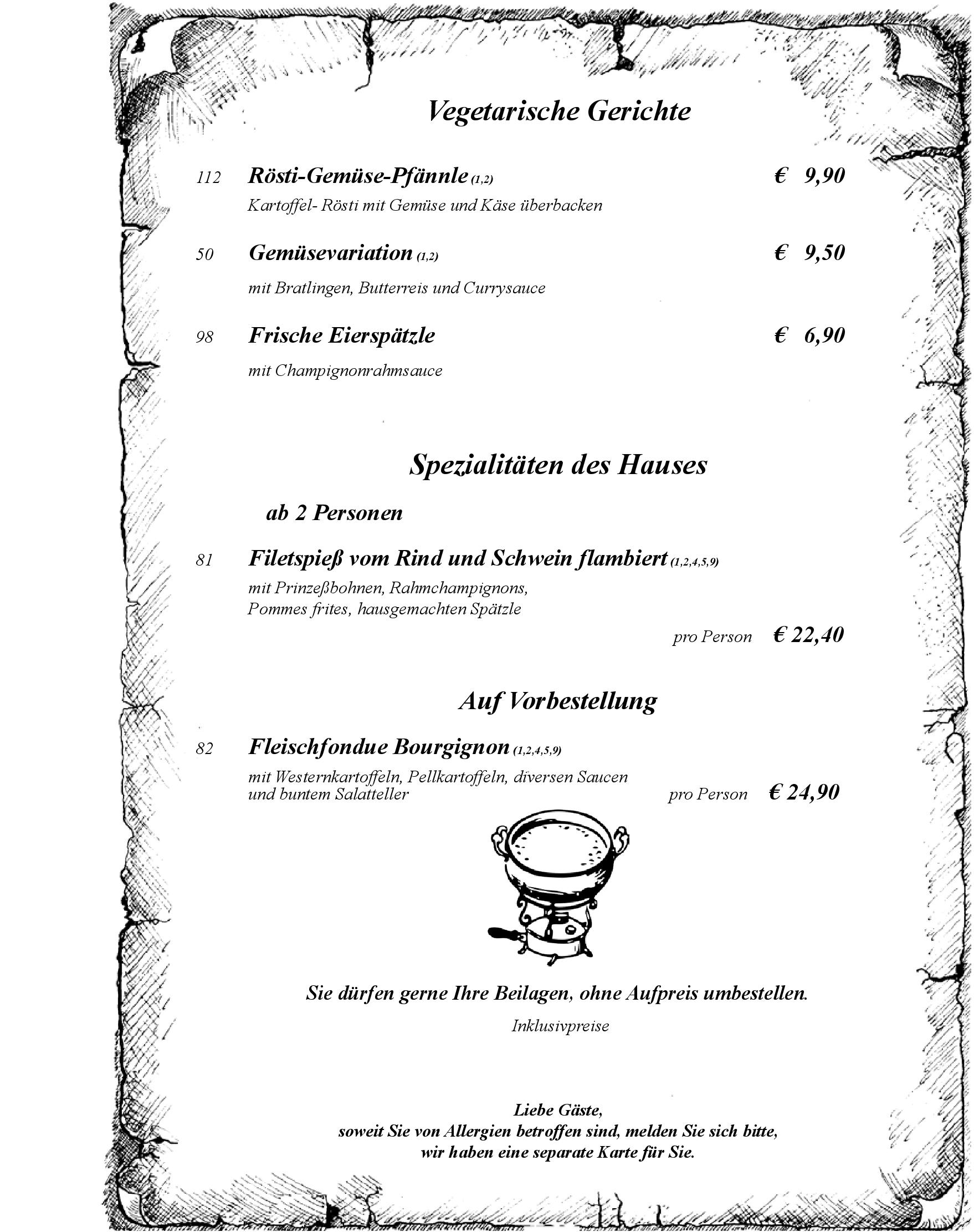 Speisekarte Hotel und Restaurant Lochmühle GmbH in Konstanz, Seite 9
