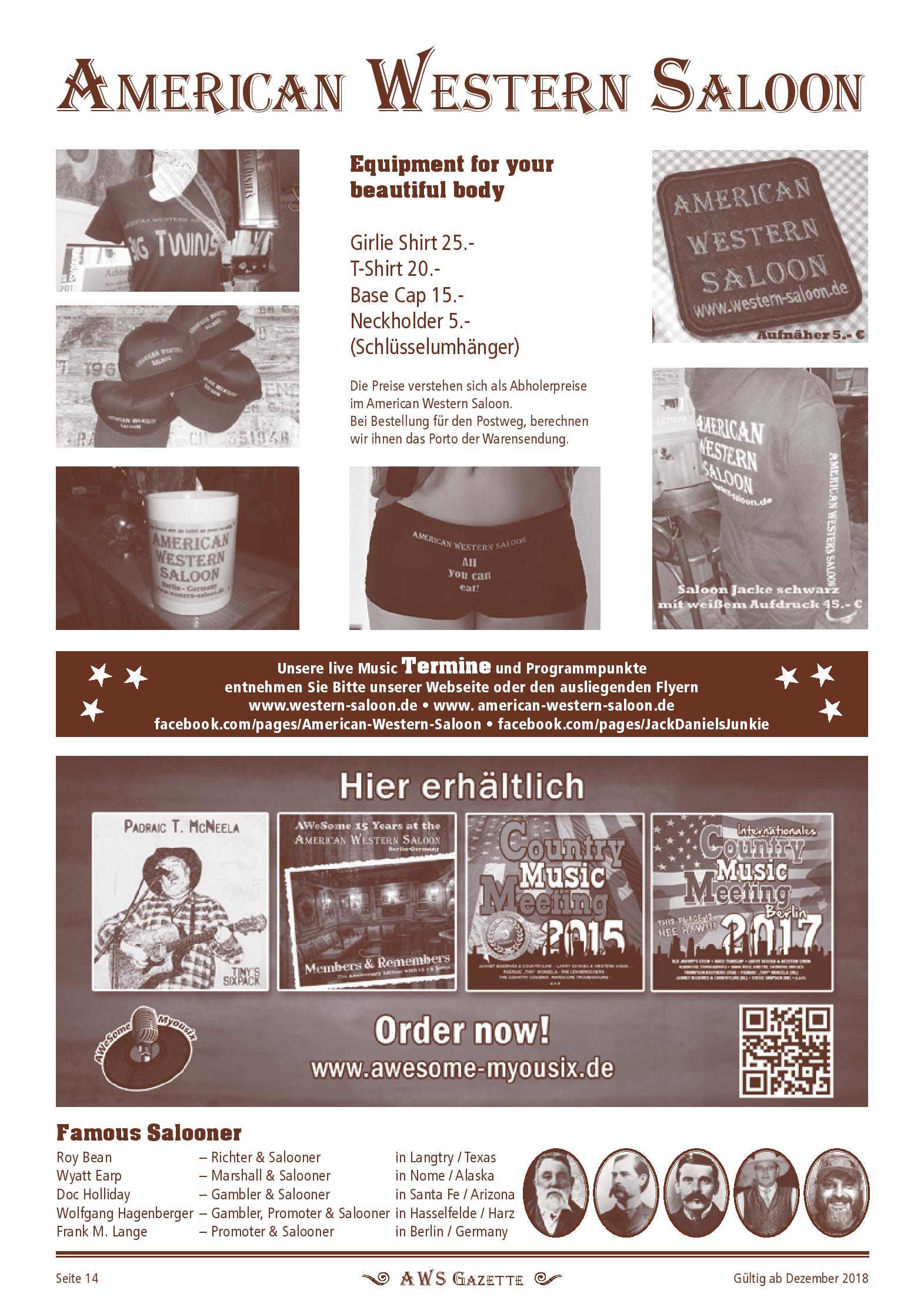 Speisekarte American Western Saloon in Berlin-Reinickendorf, Seite 14
