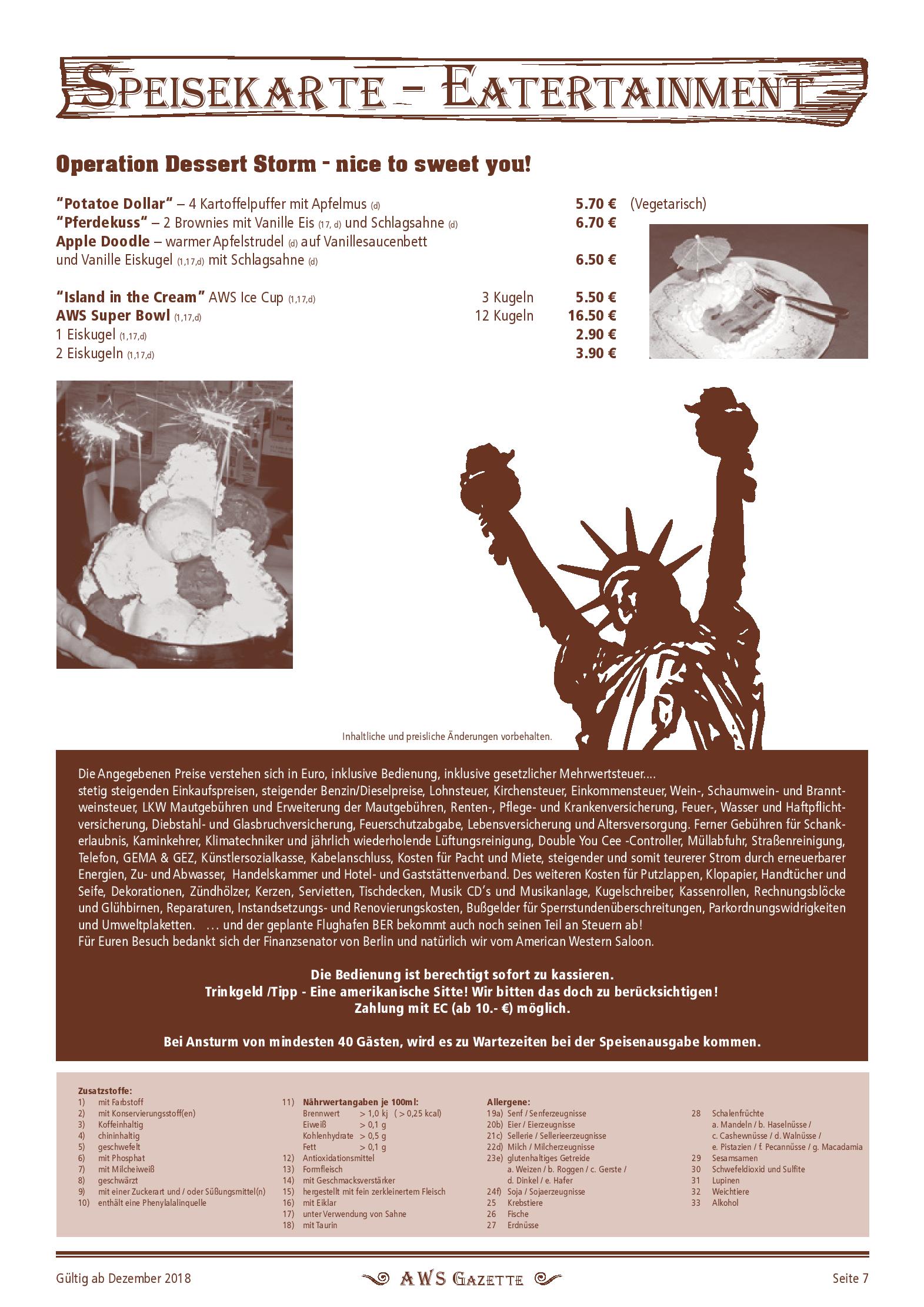 Speisekarte American Western Saloon in Berlin-Reinickendorf, Seite 7