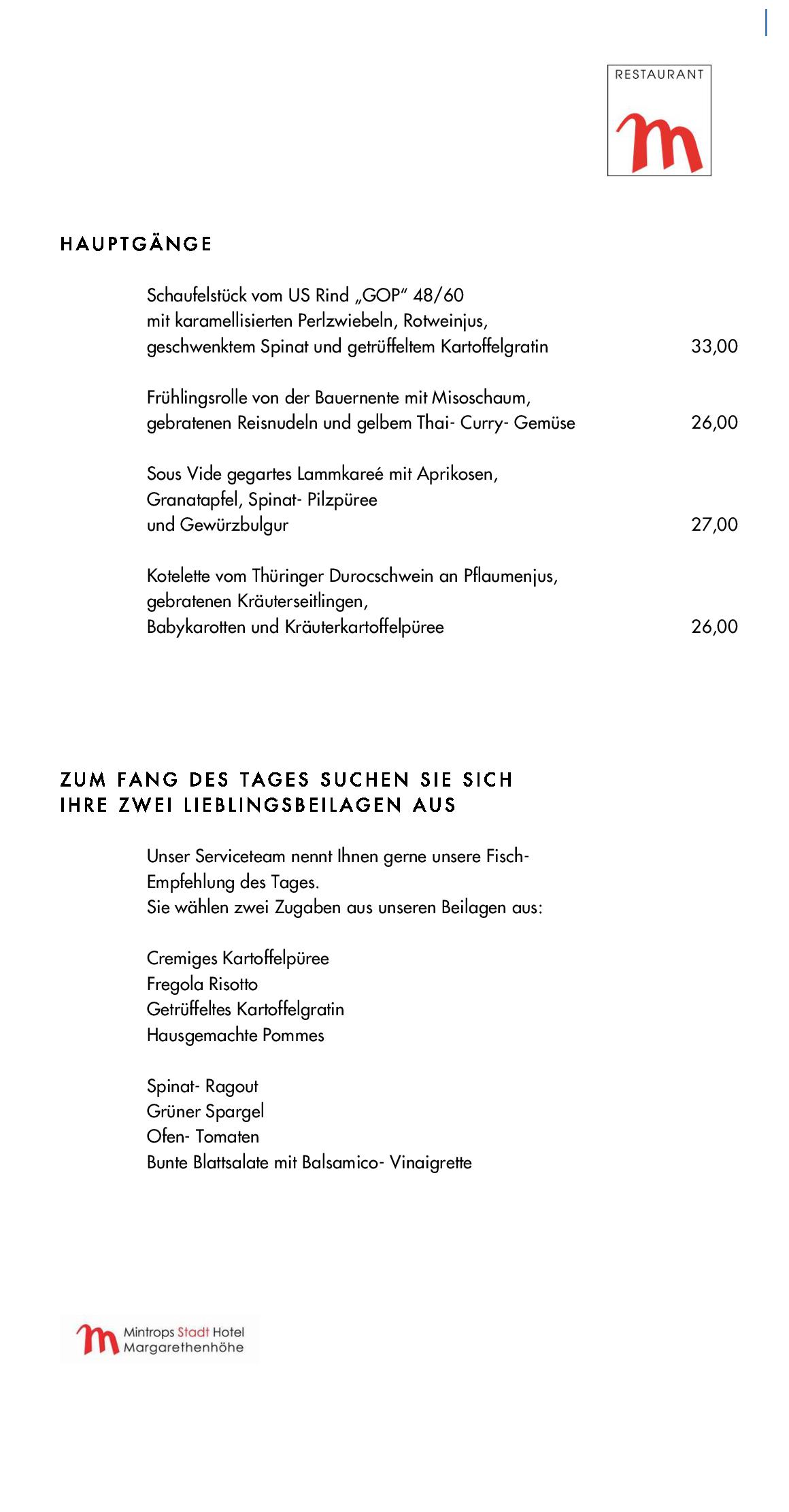 Speisekarte Mintrops Stadt Hotel - Restaurant M in Essen, Seite 45