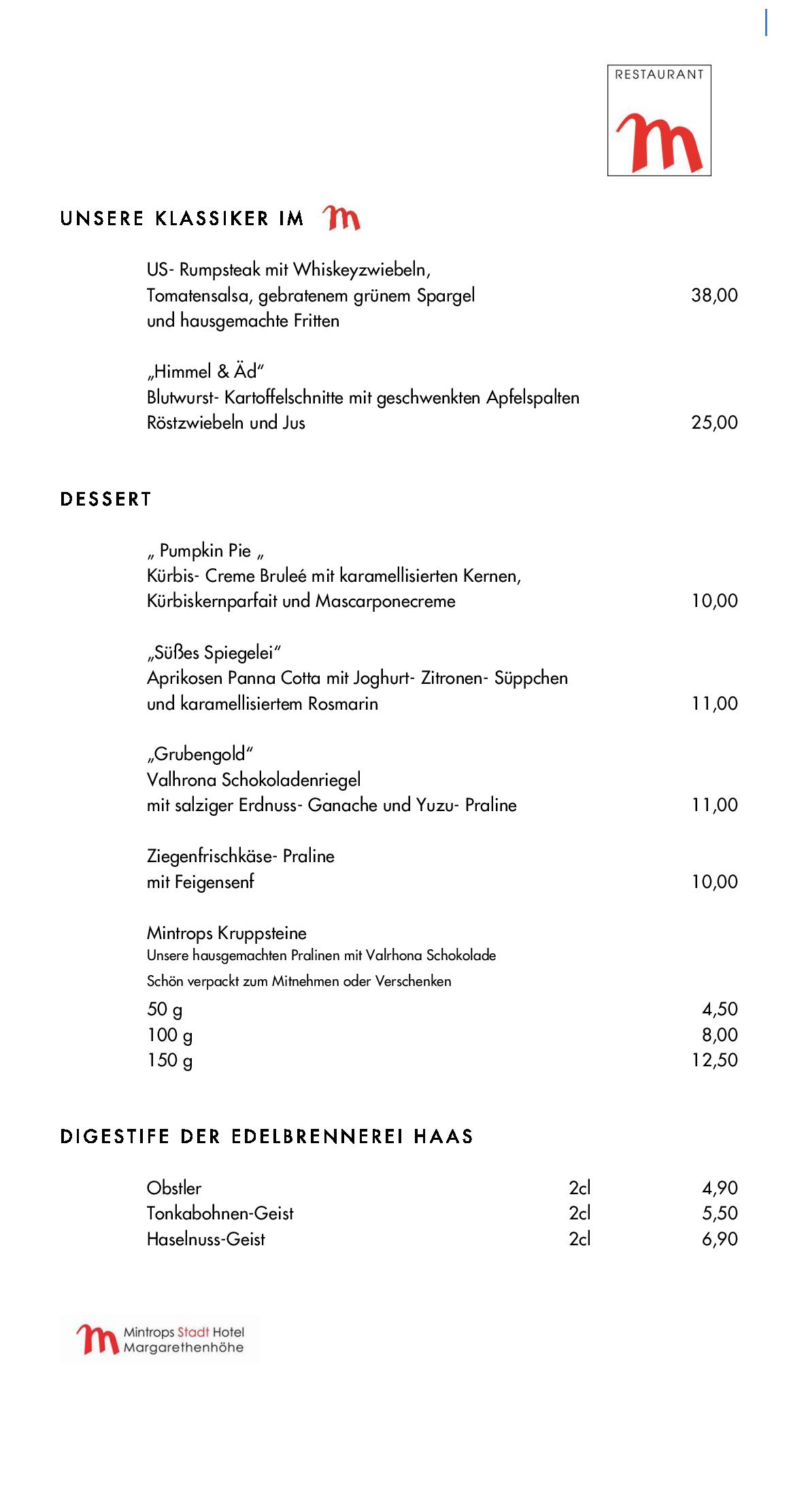 Speisekarte Mintrops Stadt Hotel - Restaurant M in Essen, Seite 46