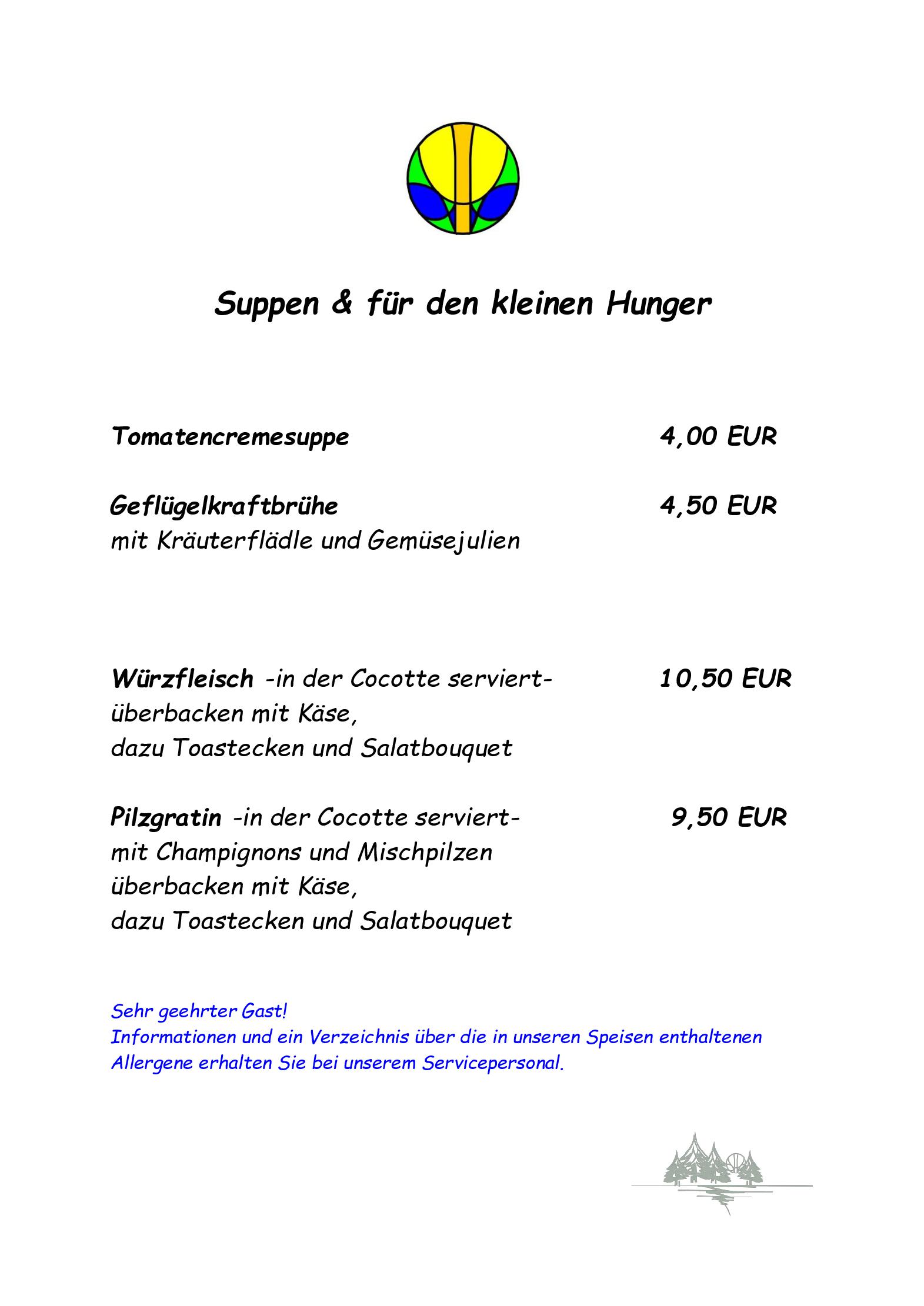 Speisekarte Waldschänke Hohenwarthe in Hohenwarthe, Seite 1