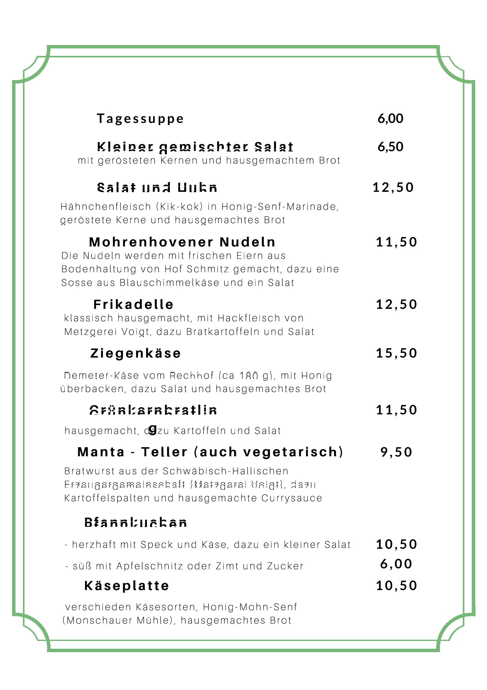 Speisekarte Deutschlandreise in Bonn, Seite 2