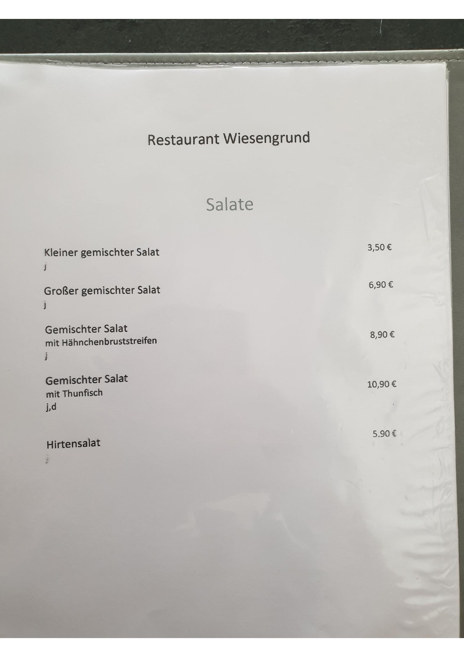 Speisekarte Restaurant Wiesengrund in Immendingen, Seite 2