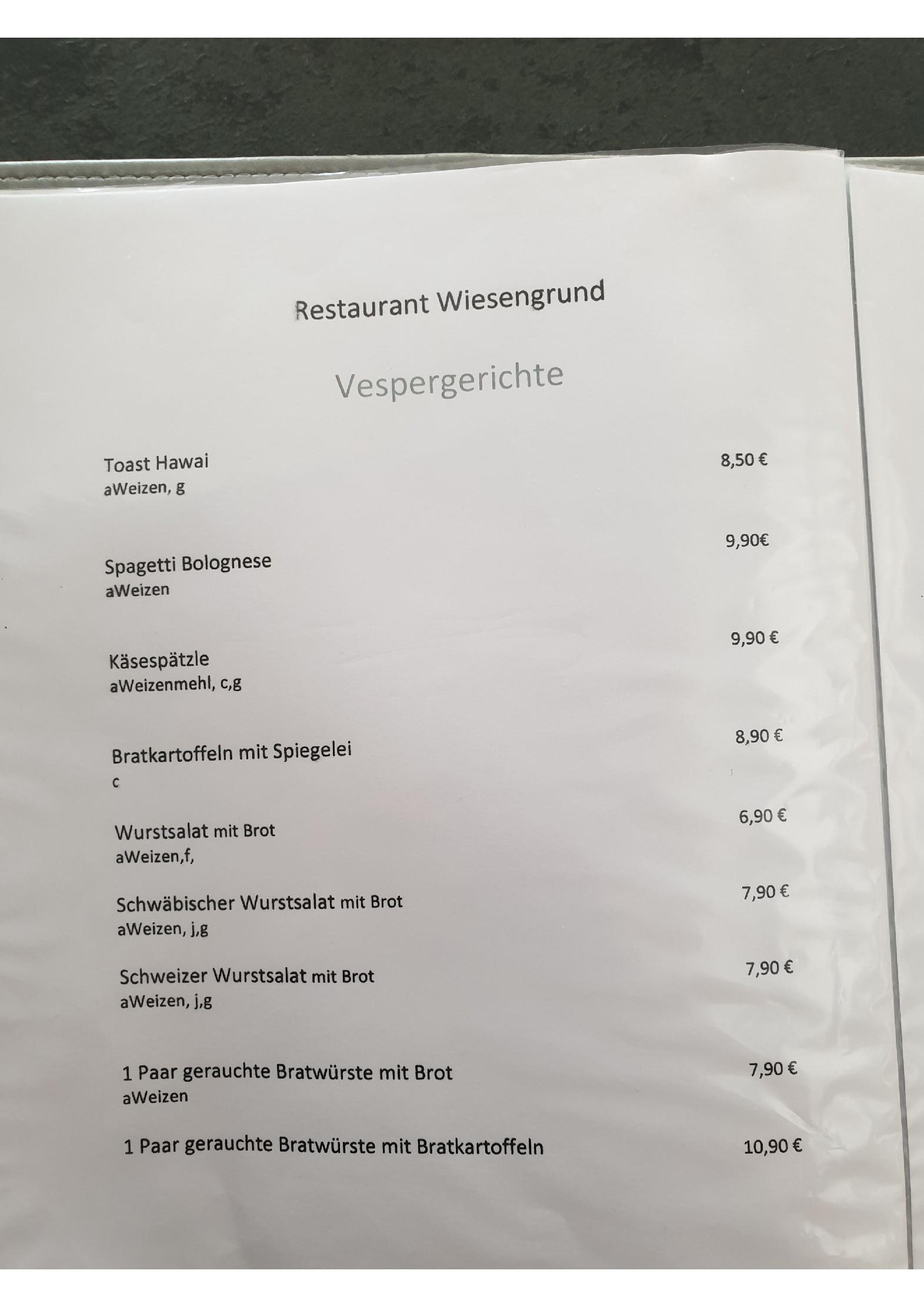 Speisekarte Restaurant Wiesengrund in Immendingen, Seite 3