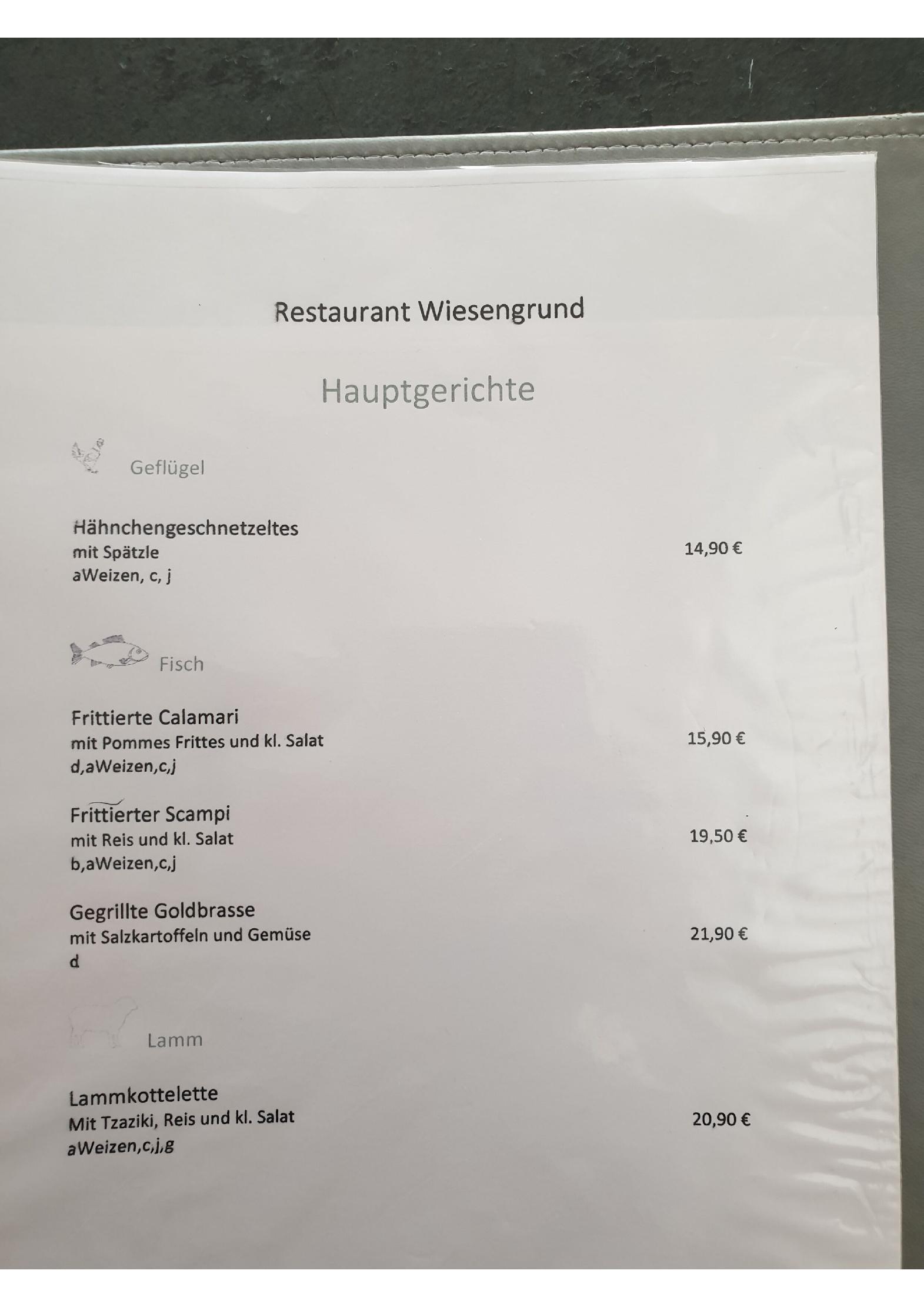 Speisekarte Restaurant Wiesengrund in Immendingen, Seite 6