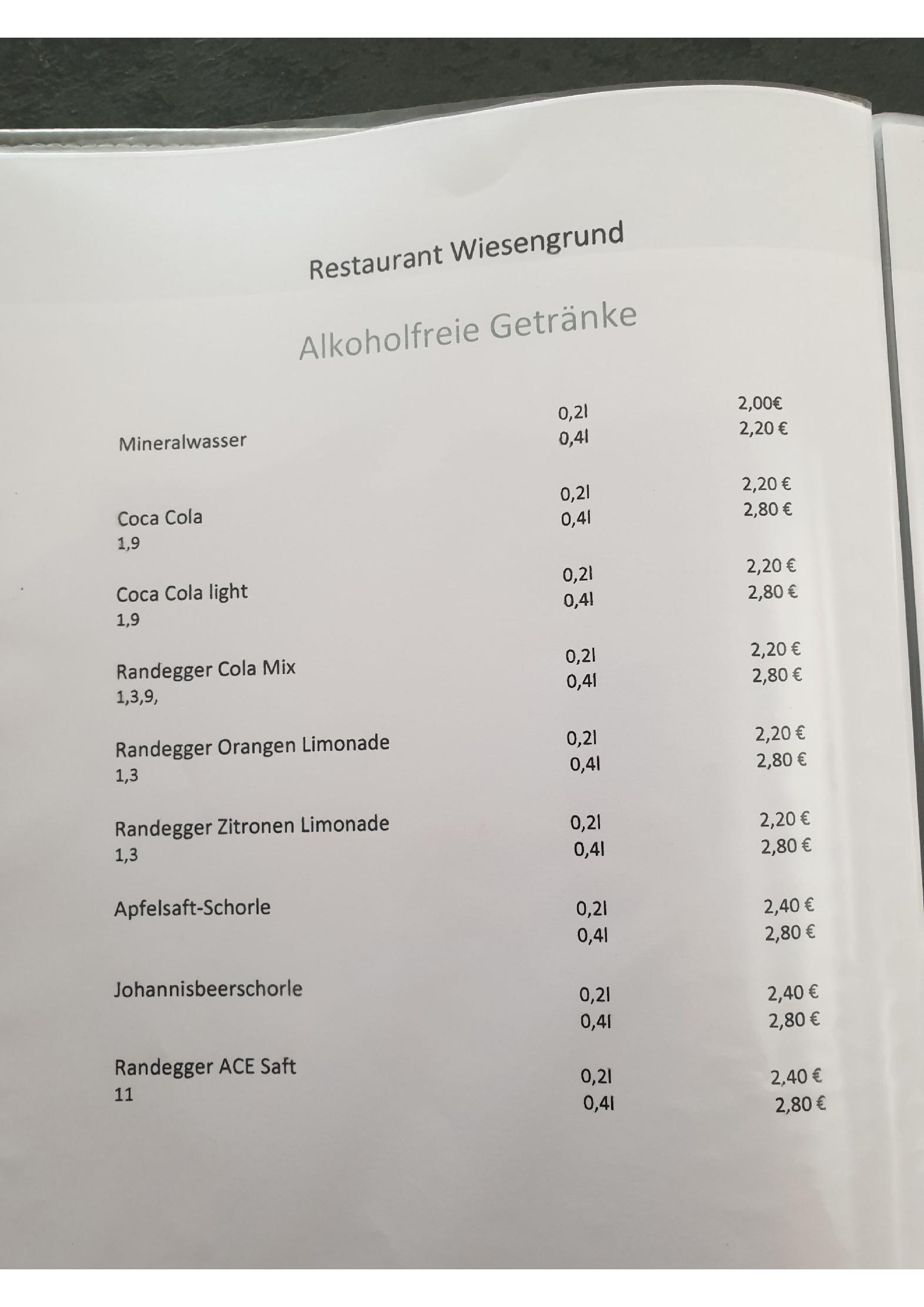 Speisekarte Restaurant Wiesengrund in Immendingen, Seite 9