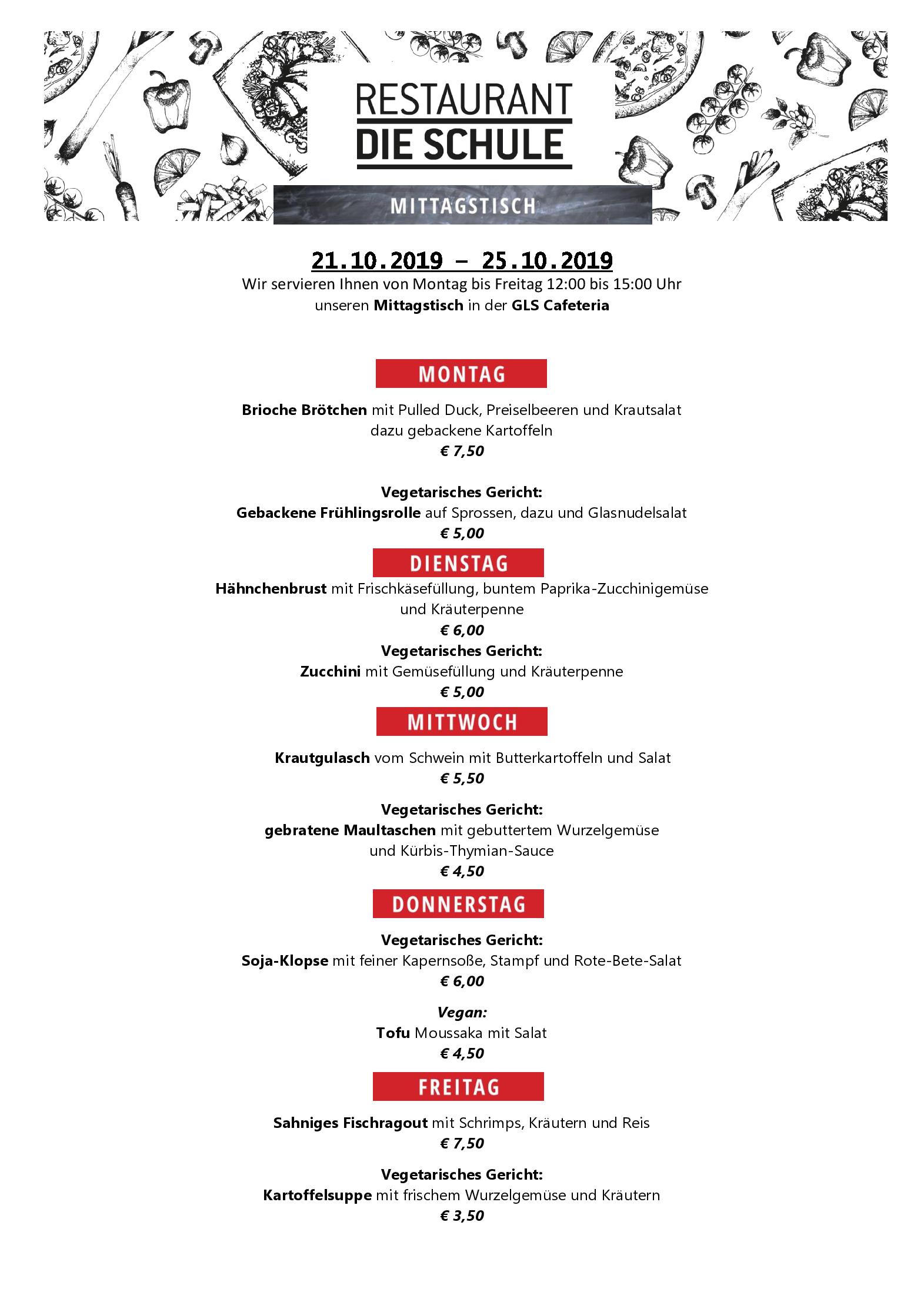Speisekarte Die Schule in Berlin, Seite 18