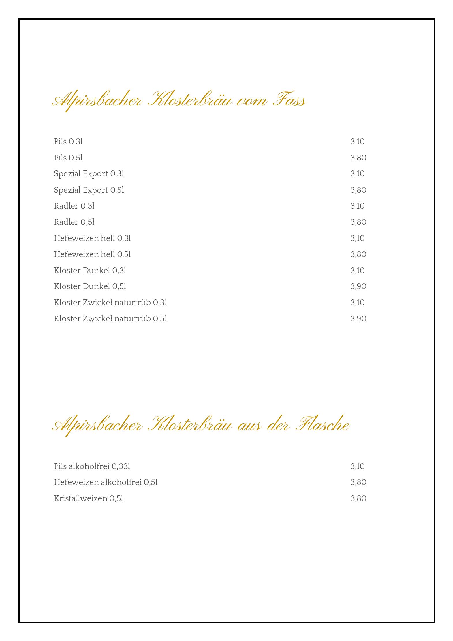 Speisekarte Frau Hopf im Schloßcafé in Tübingen, Seite 5
