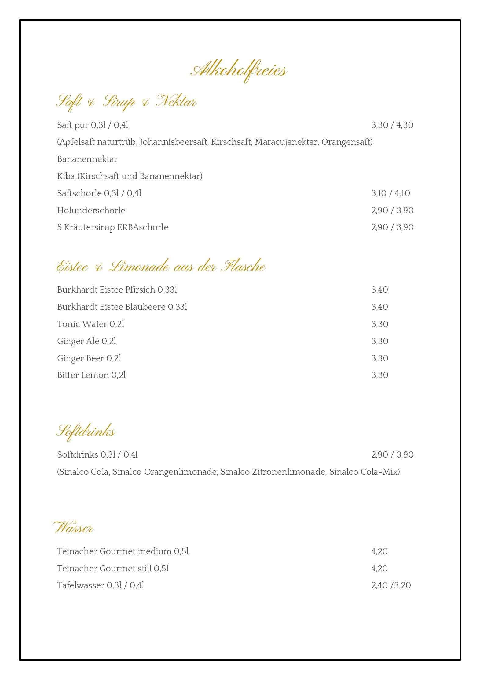 Speisekarte Frau Hopf im Schloßcafé in Tübingen, Seite 6