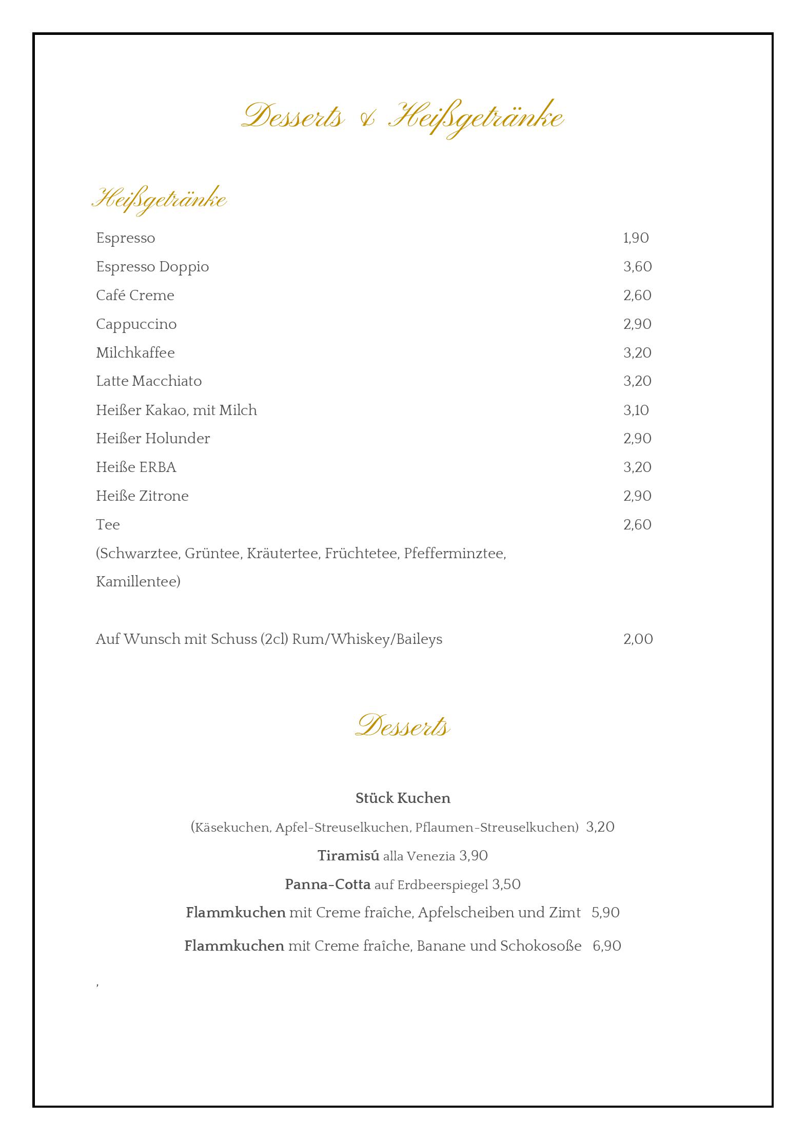 Speisekarte Frau Hopf im Schloßcafé in Tübingen, Seite 7