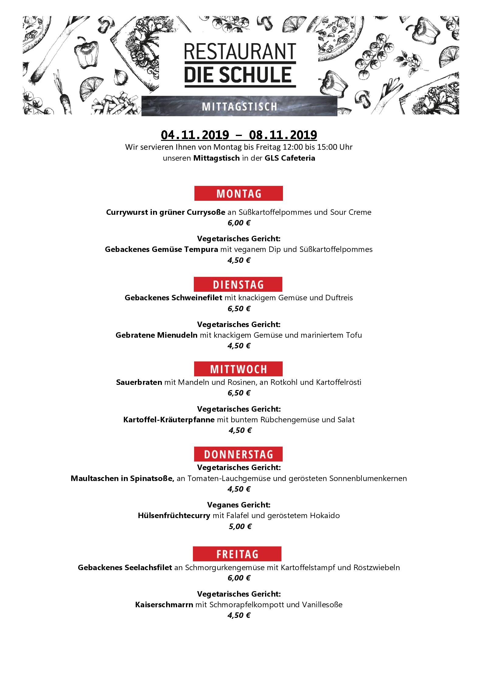 Speisekarte Die Schule in Berlin, Seite 19