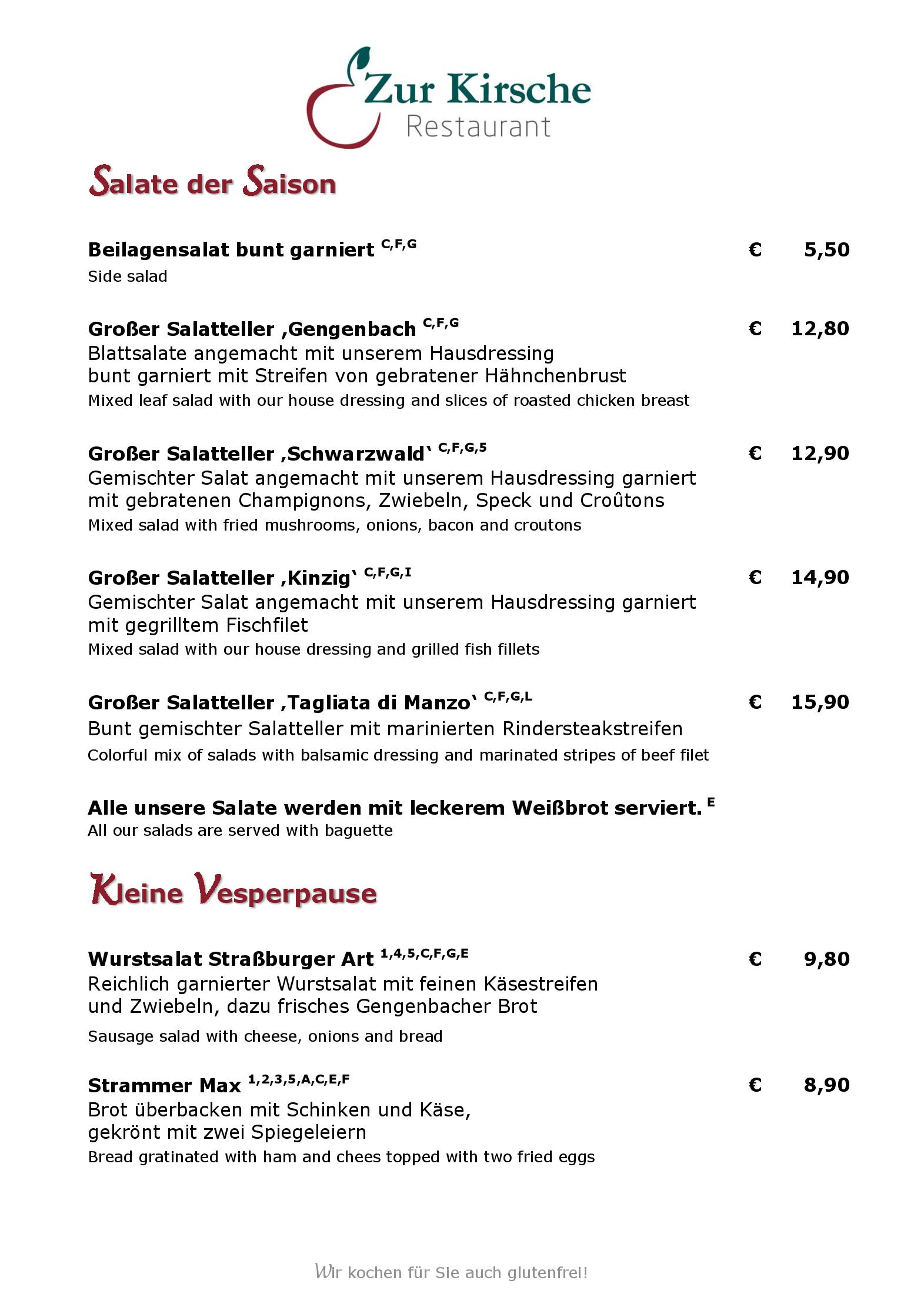 Speisekarte Schwarzwaldhotel Gengenbach in Gengenbach, Seite 2
