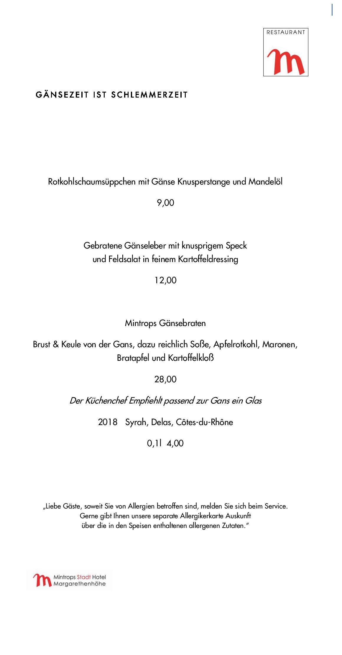 Speisekarte Mintrops Stadt Hotel - Restaurant M in Essen, Seite 51