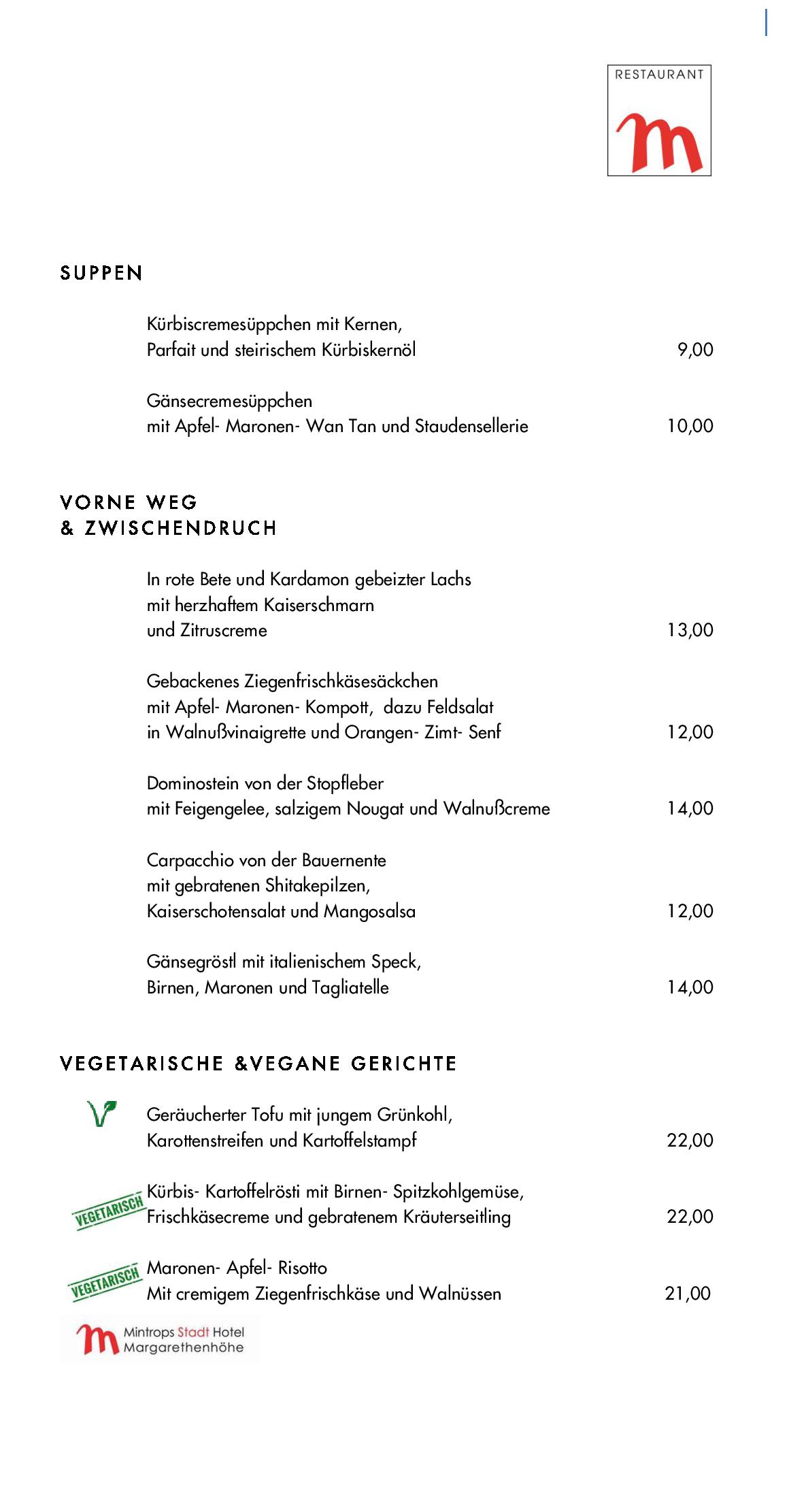 Speisekarte Mintrops Stadt Hotel - Restaurant M in Essen, Seite 52
