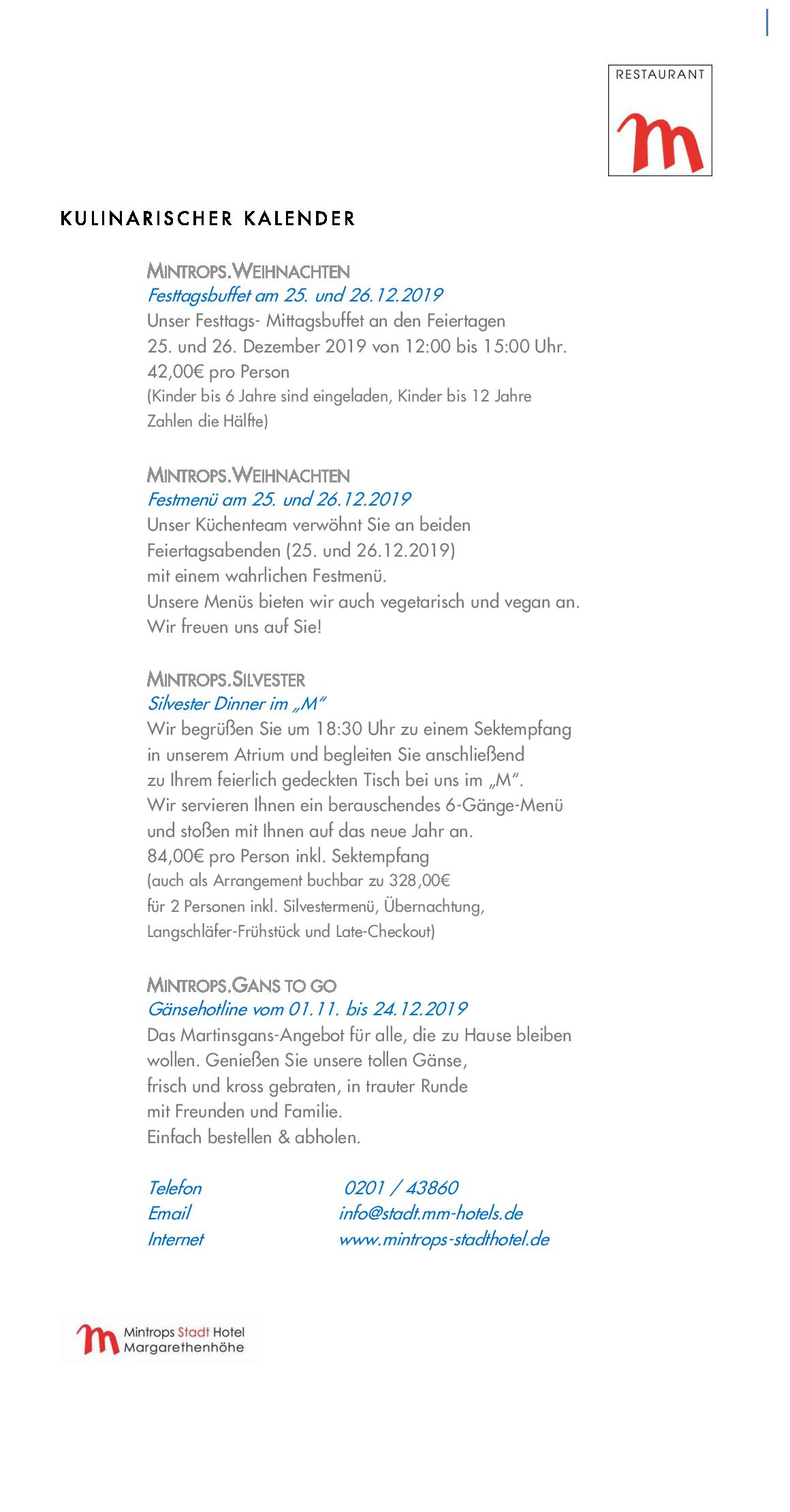 Speisekarte Mintrops Stadt Hotel - Restaurant M in Essen, Seite 55