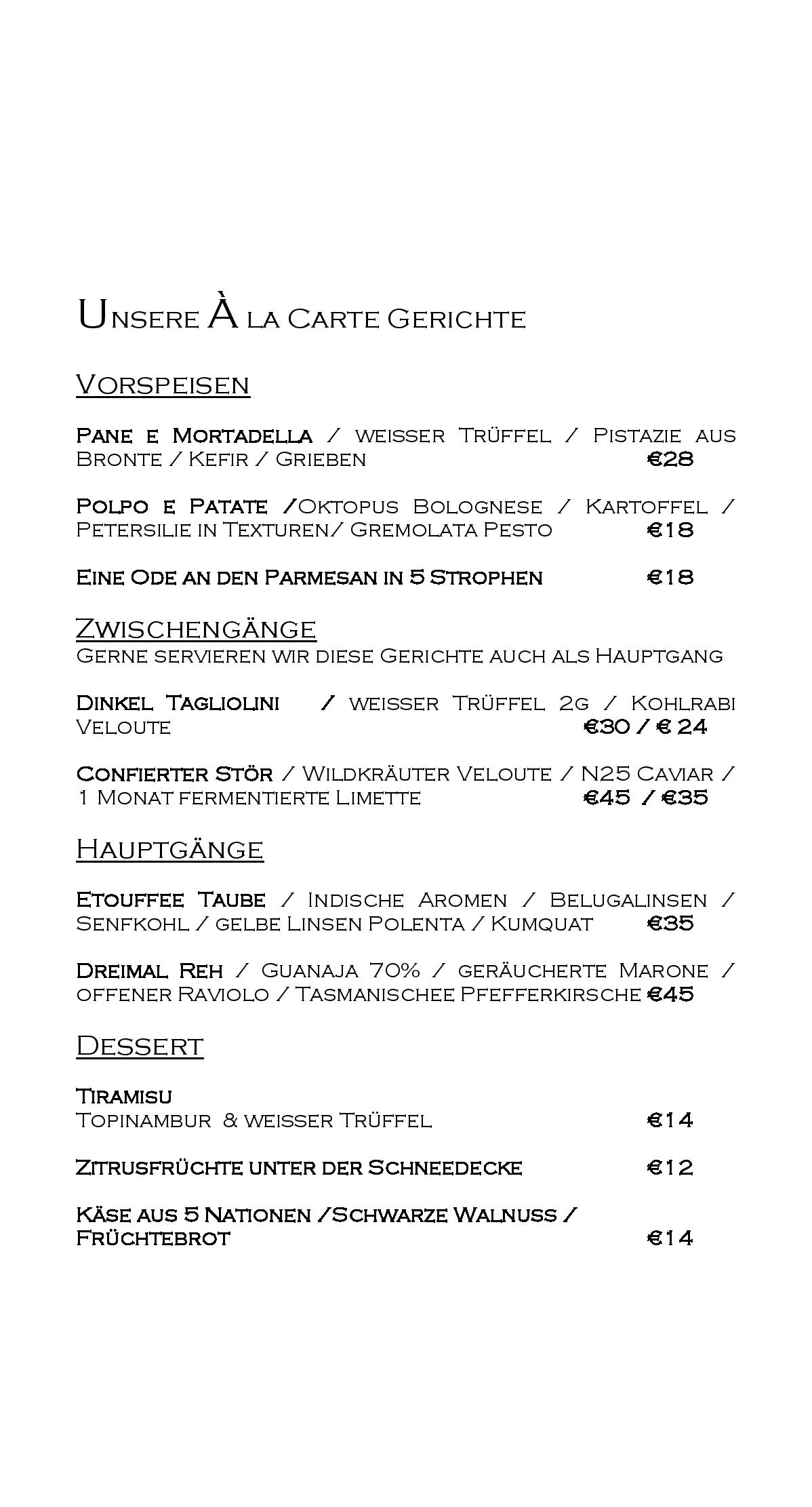 Speisekarte Restaurant Schloss Filseck in Uhingen, Seite 2