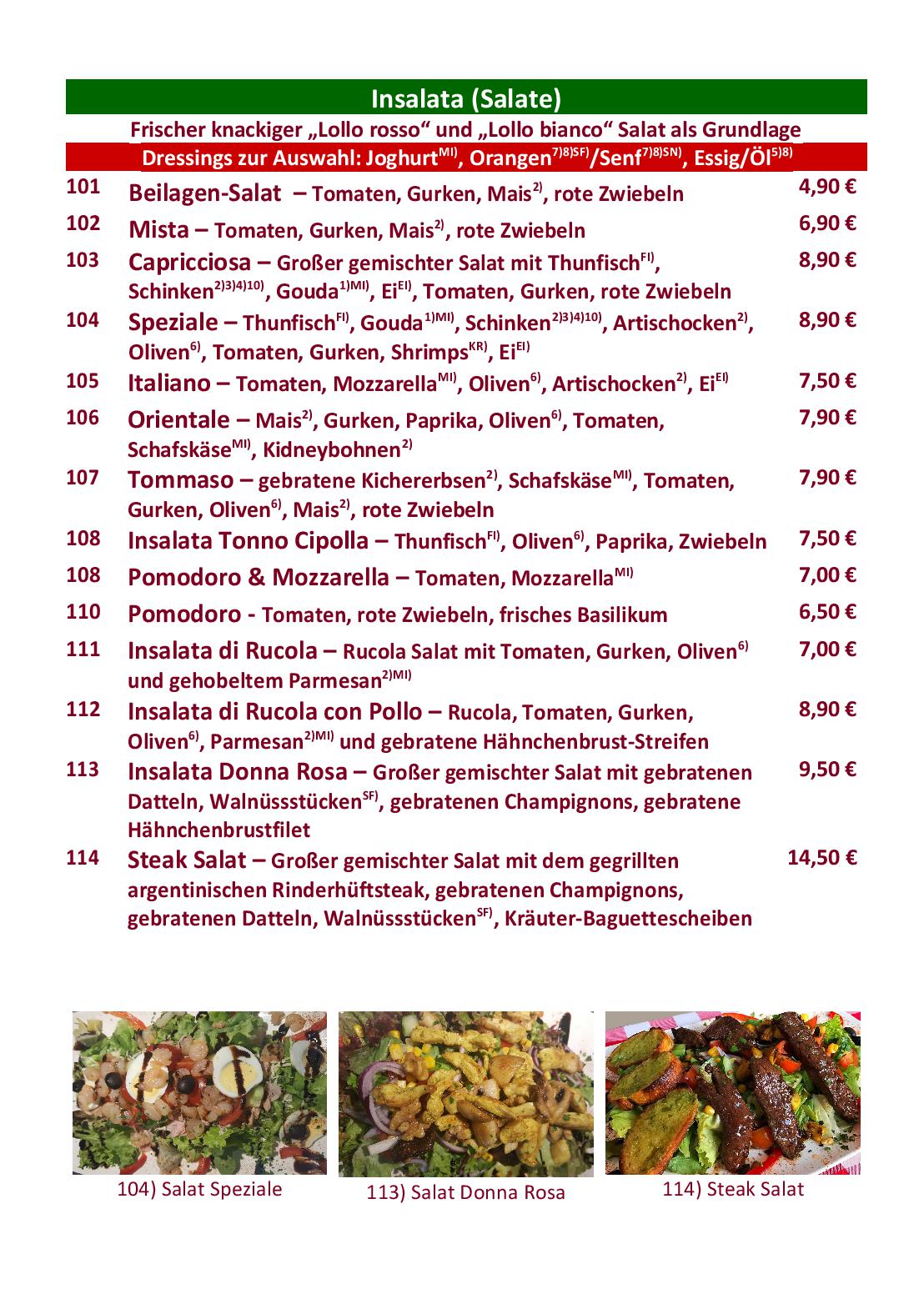 Speisekarte Donna Rosa Pizzeria in Bergheim, Seite 11