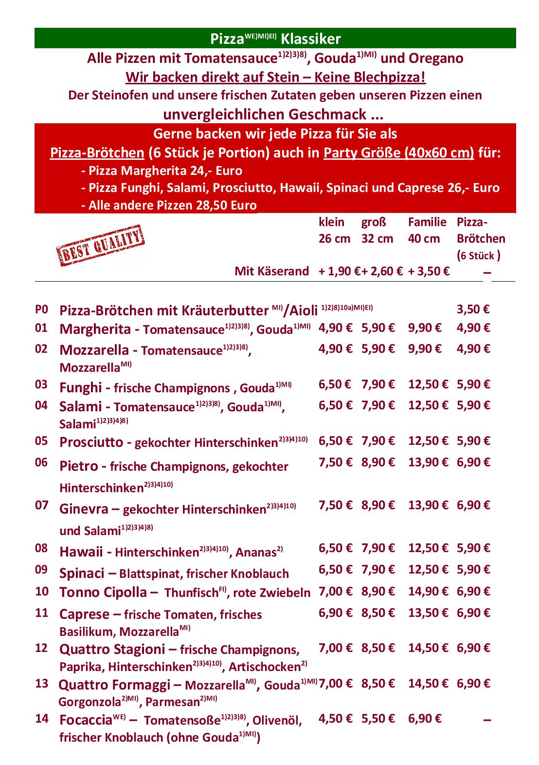 Speisekarte Donna Rosa Pizzeria in Bergheim, Seite 3