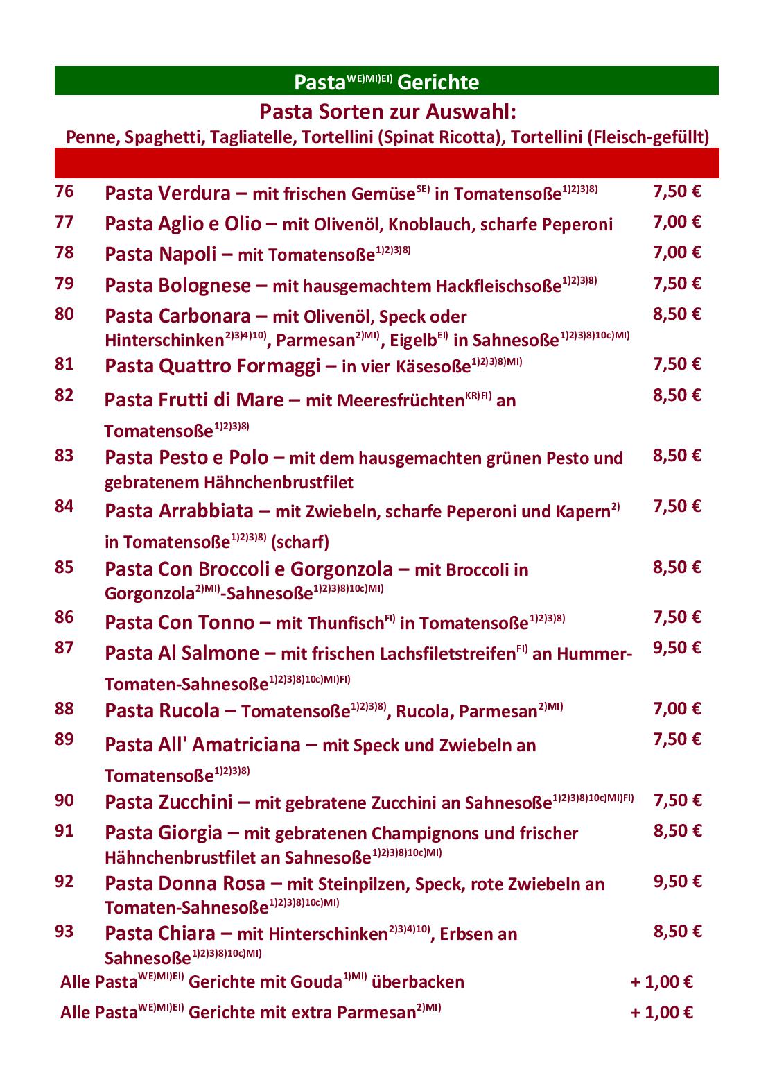 Speisekarte Donna Rosa Pizzeria in Bergheim, Seite 9