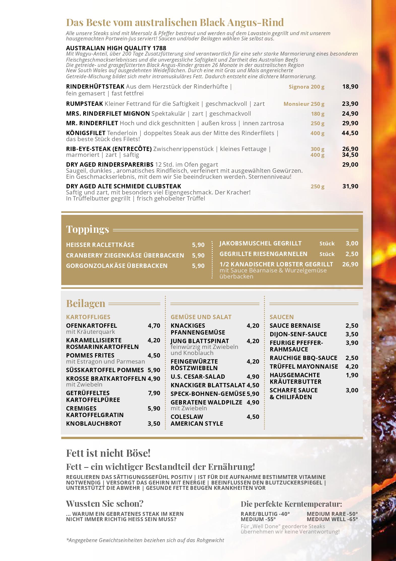 Speisekarte Alte Schmiede in Seligenstadt, Seite 3