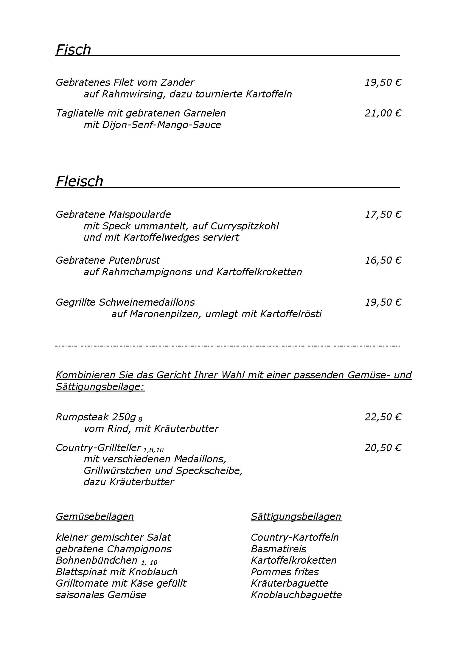 Speisekarte Country Park-Hotel in Brehna, Seite 2