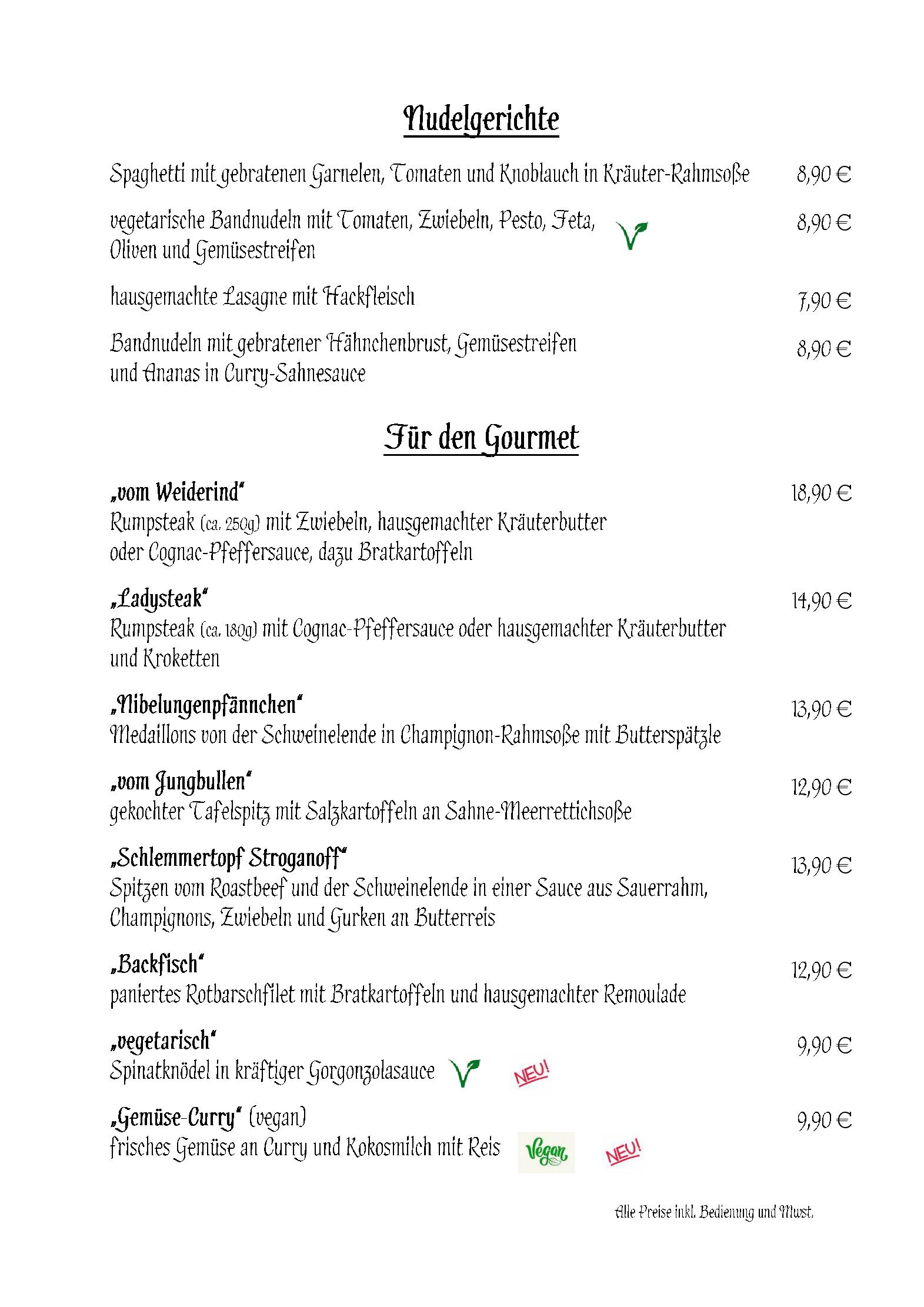 Speisekarte Gasthaus ' Zur Traube'  in Lautertal, Seite 2