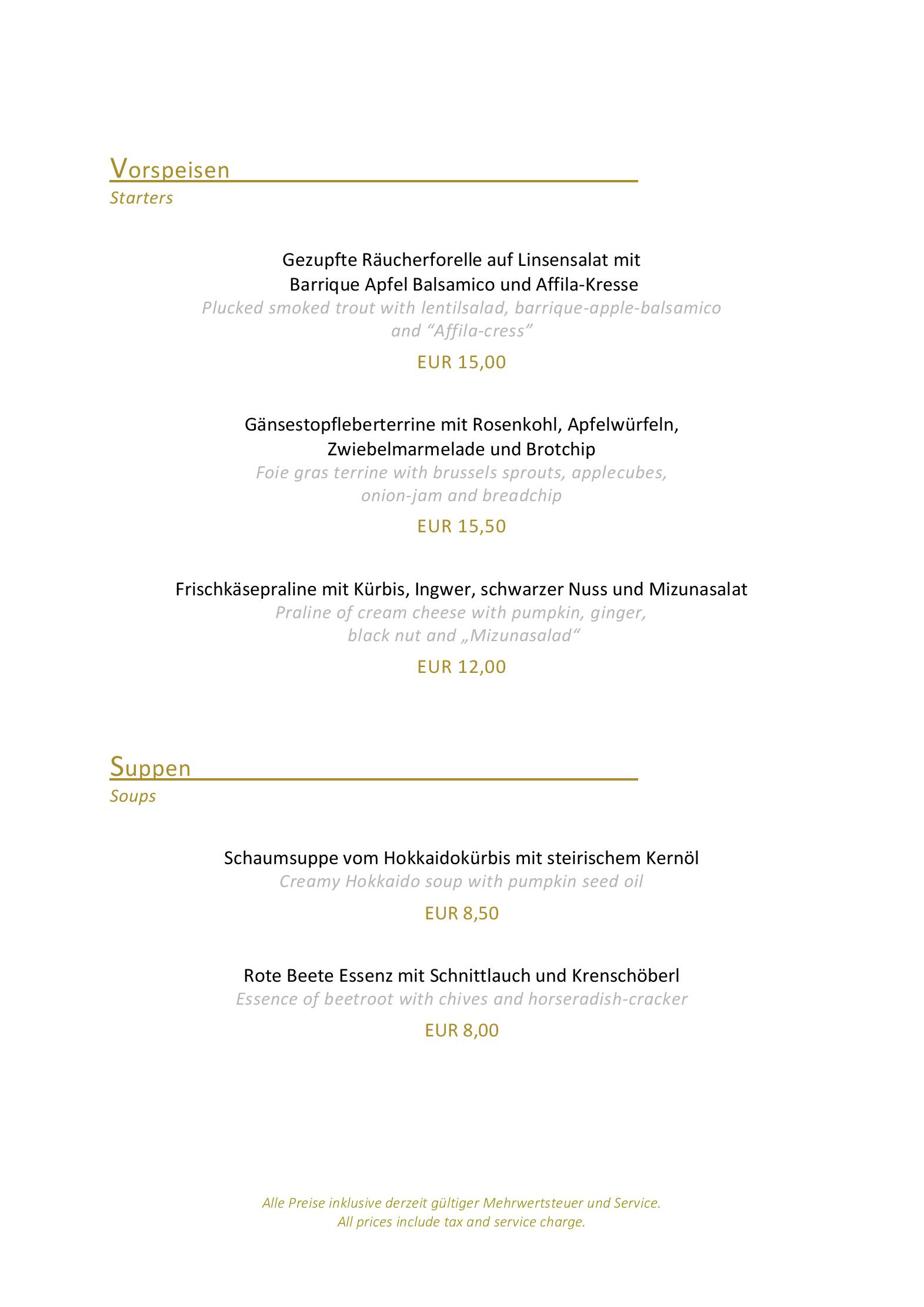 Speisekarte Restaurant Schlossblick im Schlosshotel Bad Wilhelmshöhe in Kassel, Seite 9