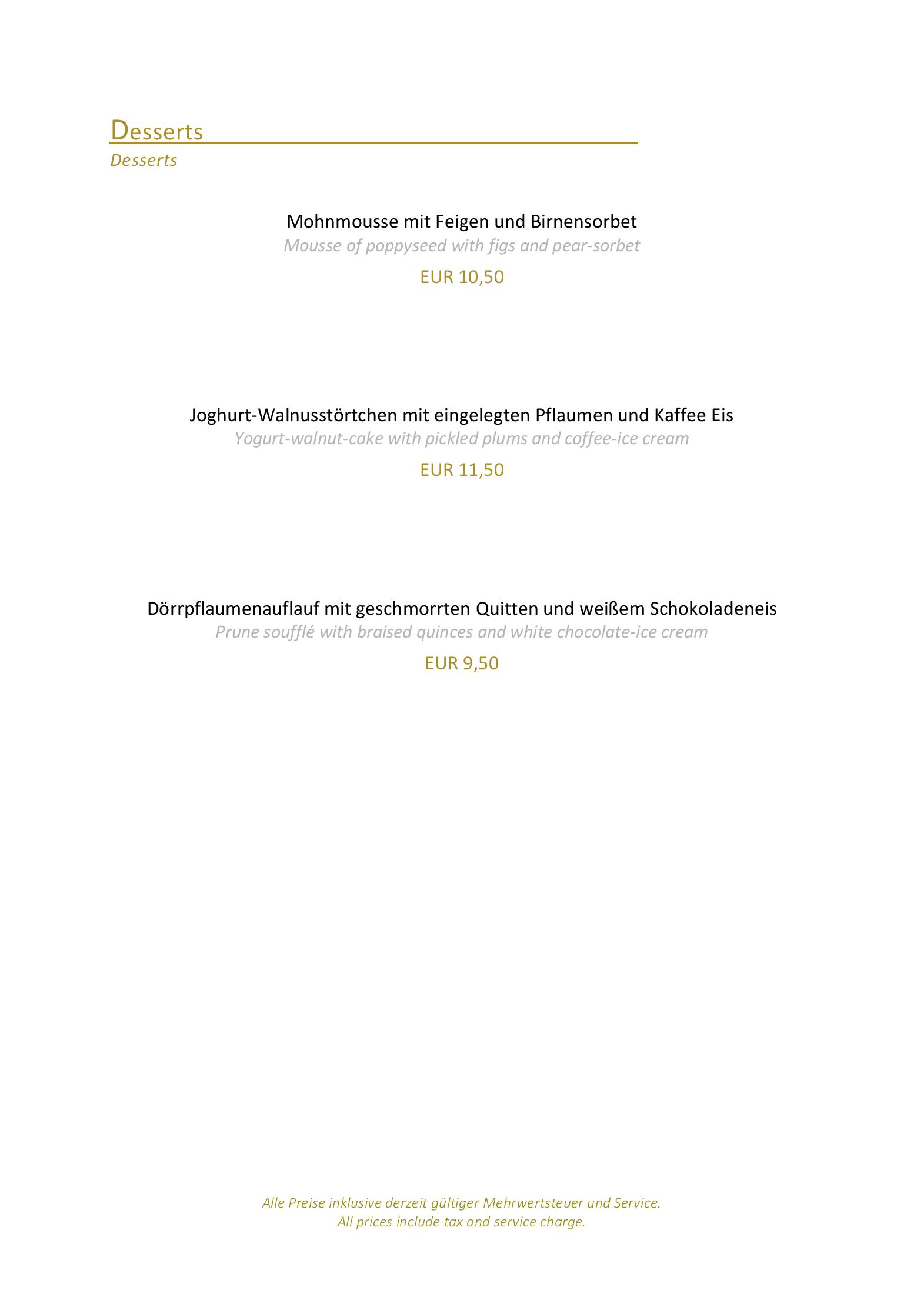 Speisekarte Restaurant Schlossblick im Schlosshotel Bad Wilhelmshöhe in Kassel, Seite 12