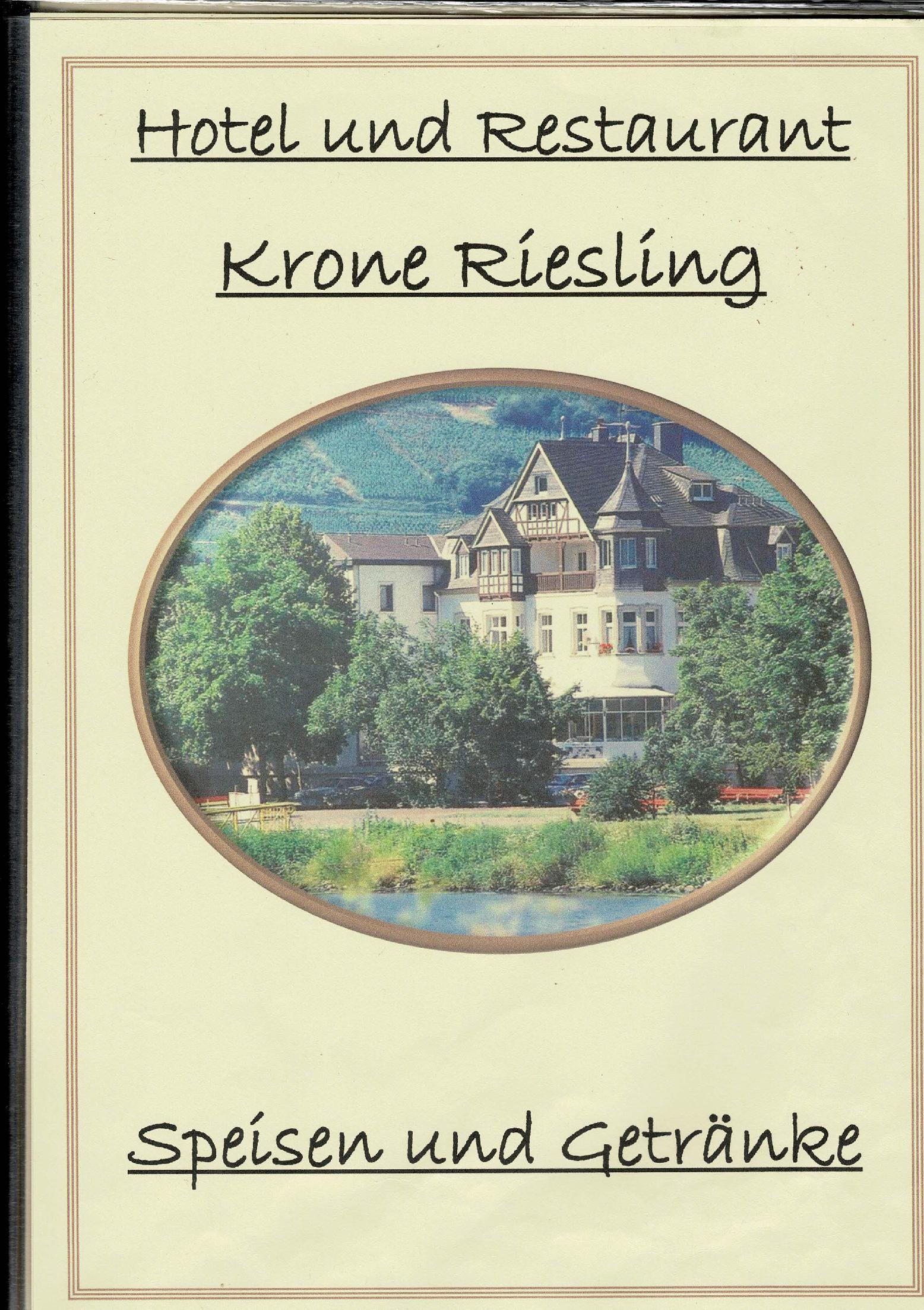 Speisekarte Hotel & Restaurant Krone Riesling in Trittenheim, Seite 1