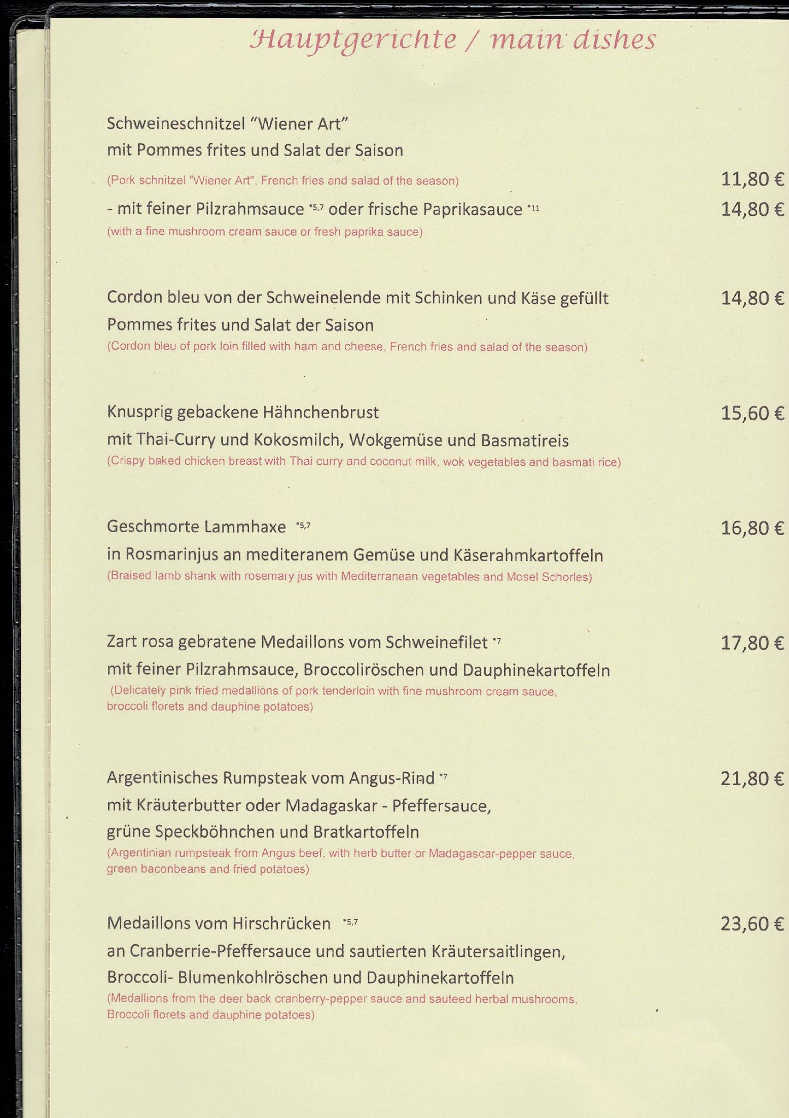 Speisekarte Hotel & Restaurant Krone Riesling in Trittenheim, Seite 3