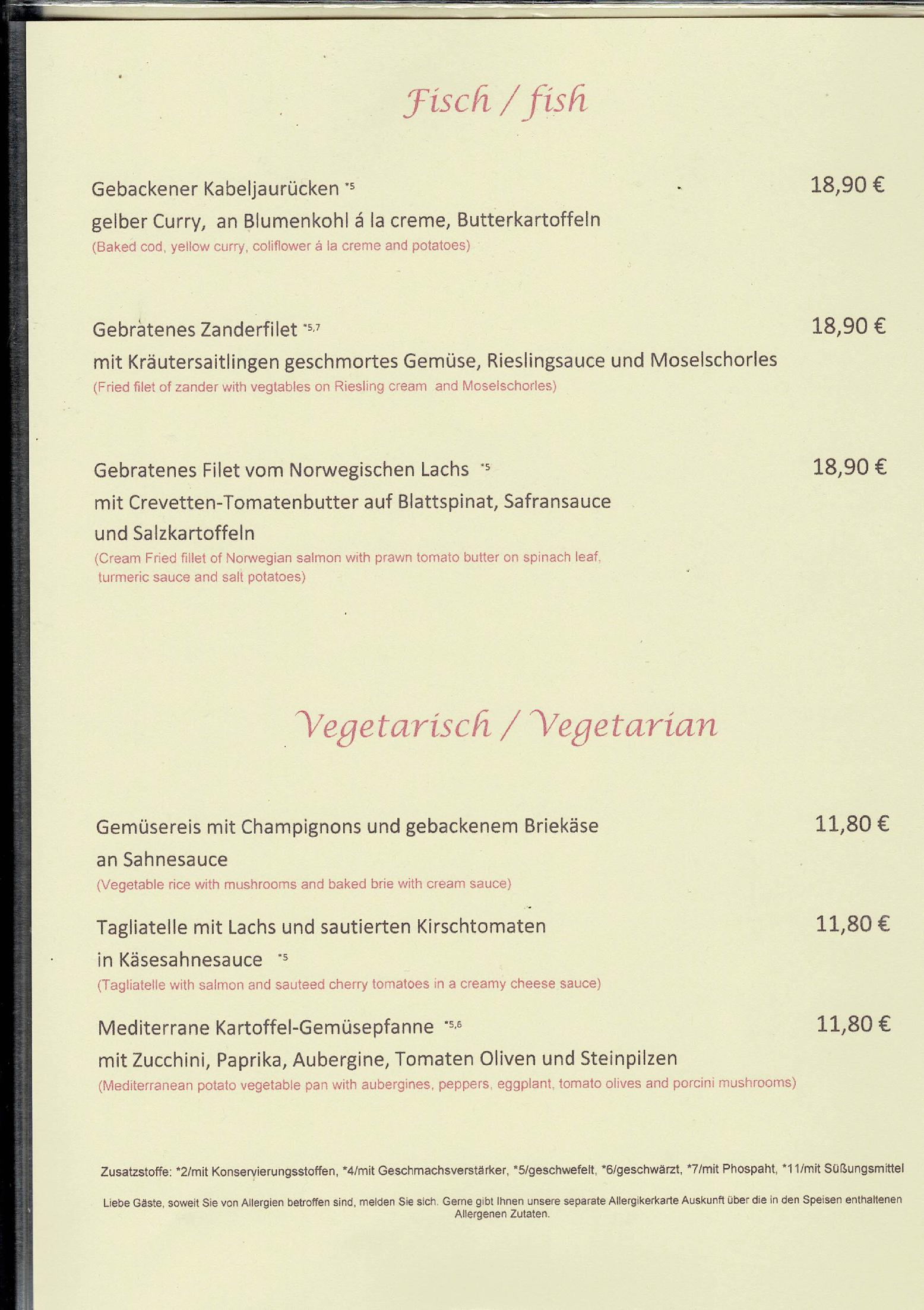 Speisekarte Hotel & Restaurant Krone Riesling in Trittenheim, Seite 4