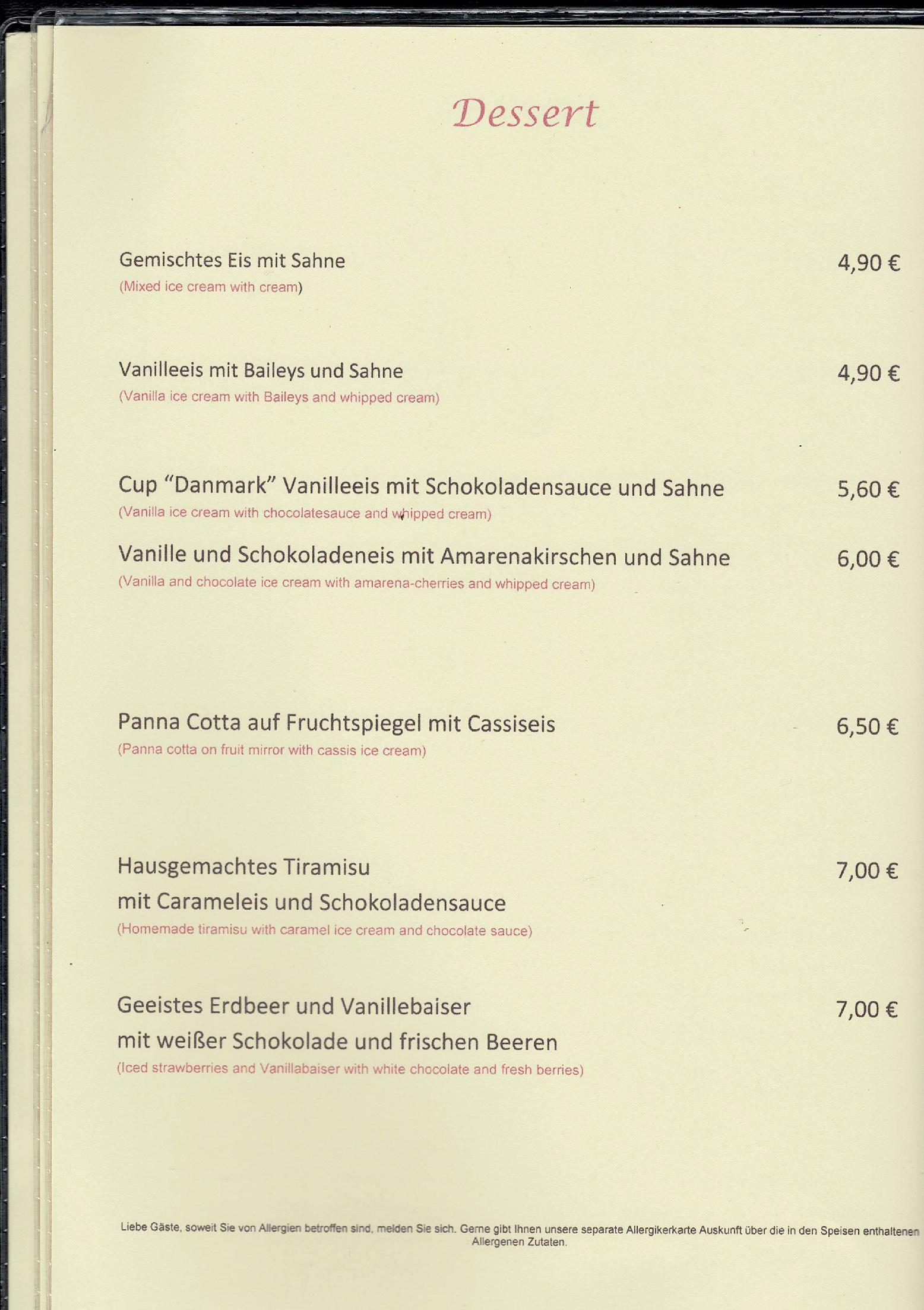 Speisekarte Hotel & Restaurant Krone Riesling in Trittenheim, Seite 5