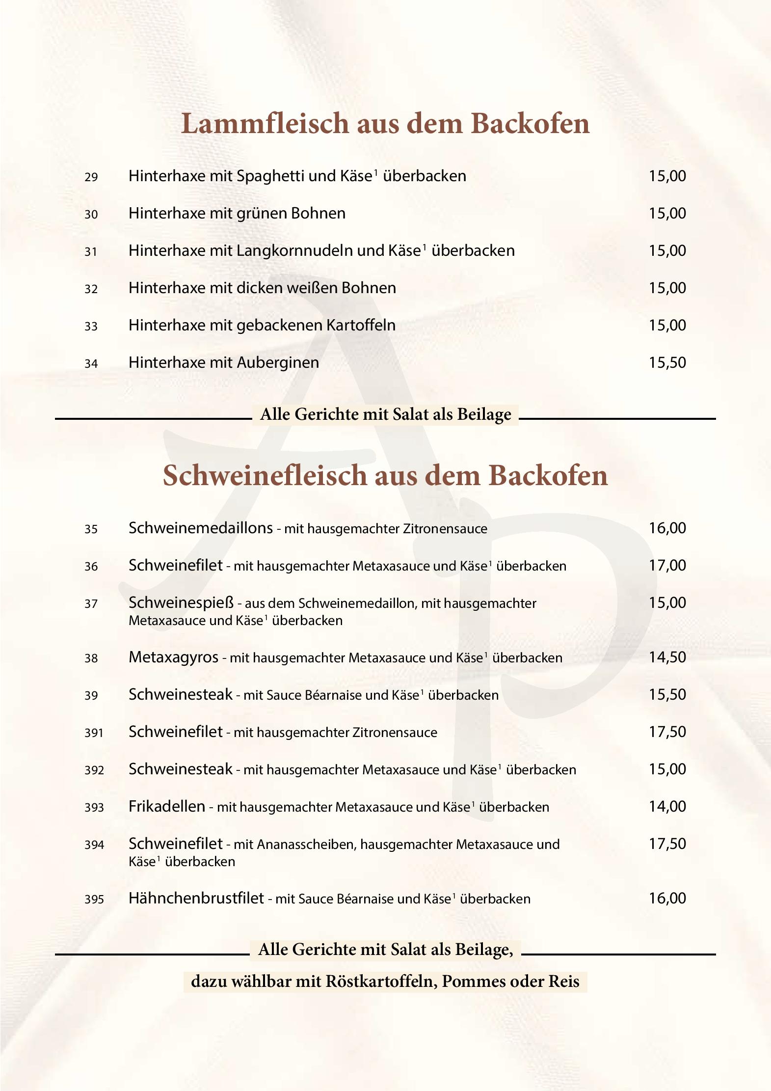 Speisekarte Alexander Palace in Langenfeld, Seite 4