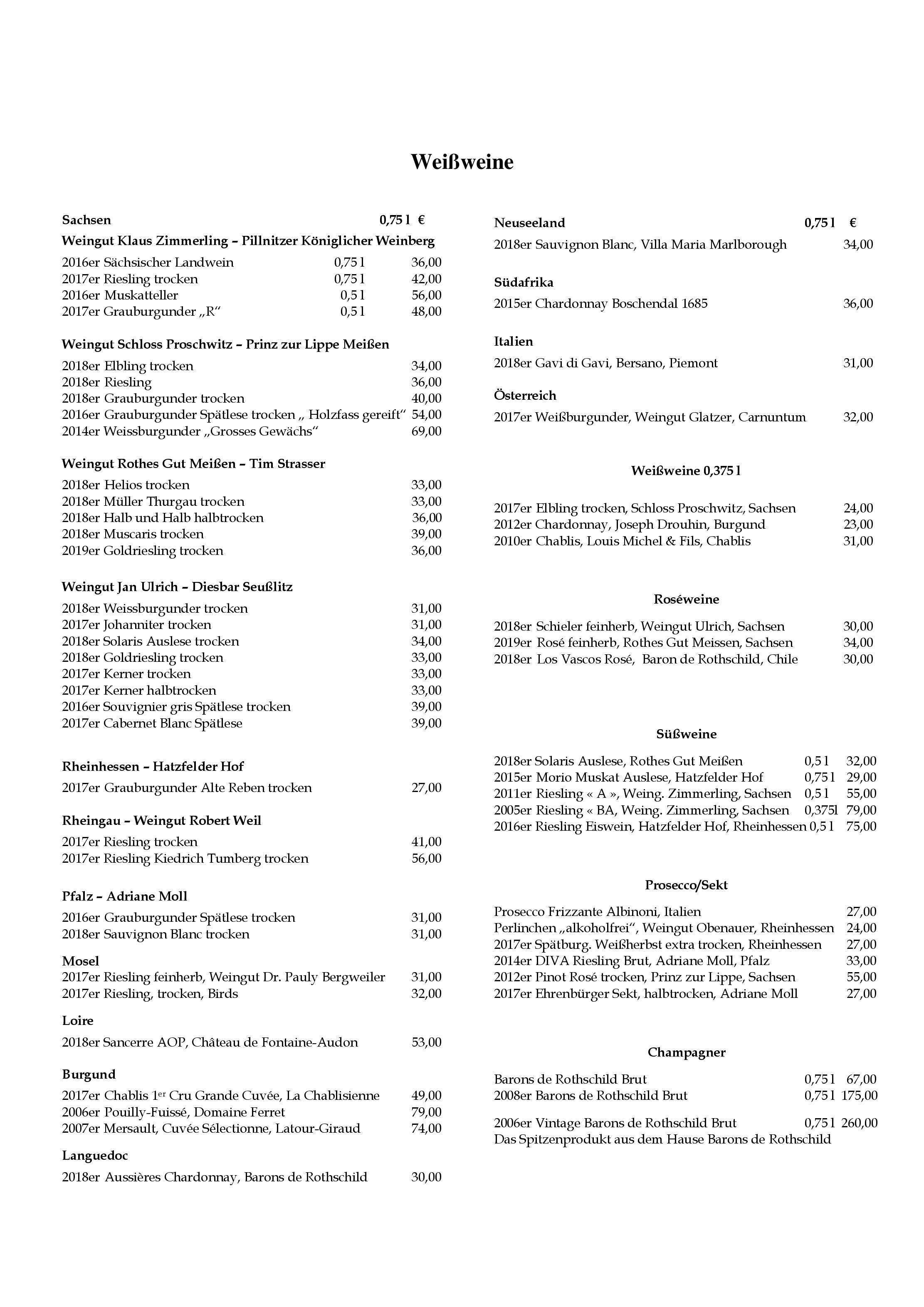 Speisekarte Kaminrestaurant in Dresden, Seite 3