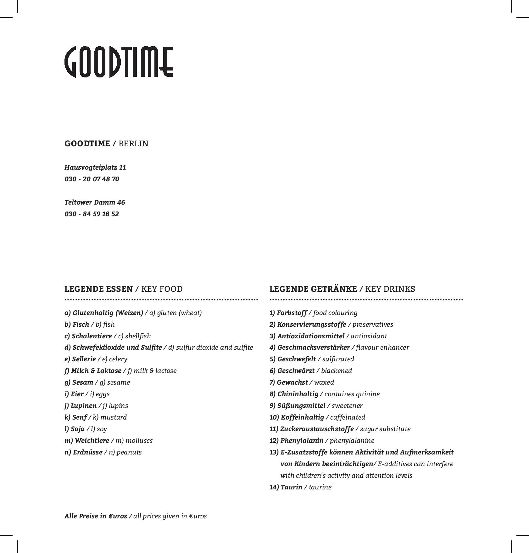 Speisekarte Restaurant Goodtime in Berlin, Seite 16