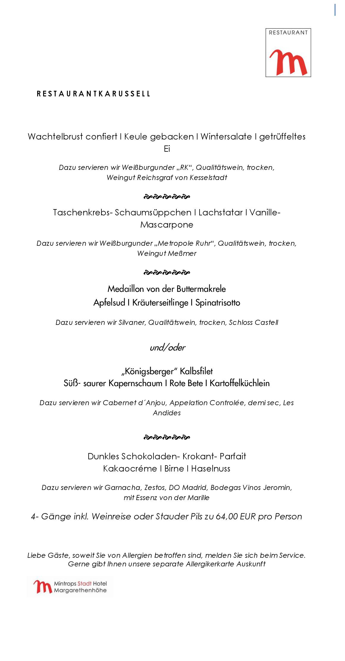 Speisekarte Mintrops Stadt Hotel - Restaurant M in Essen, Seite 59
