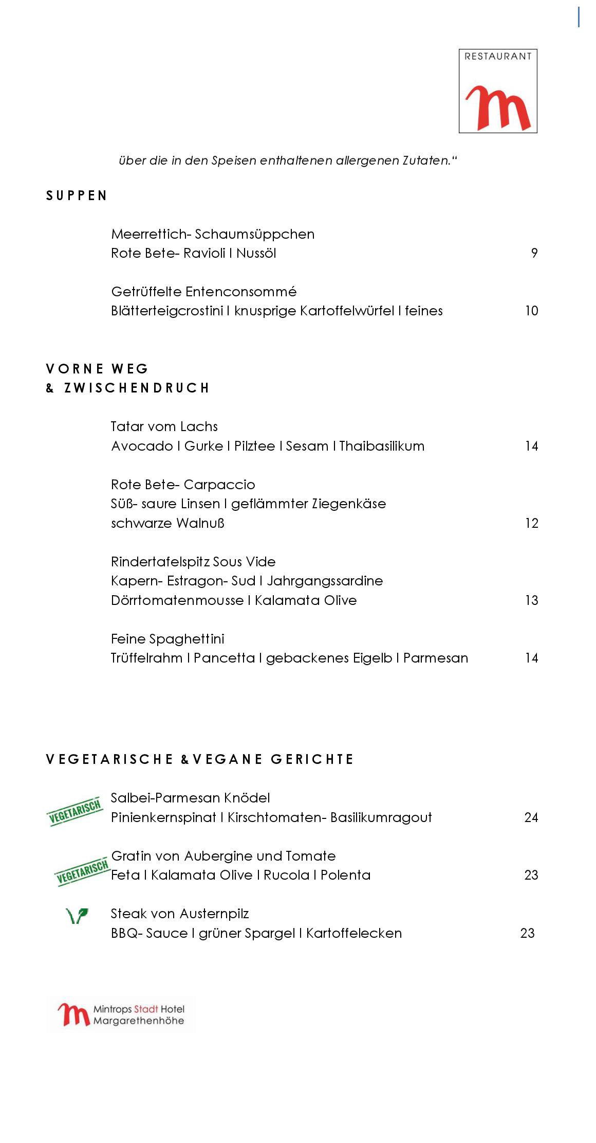 Speisekarte Mintrops Stadt Hotel - Restaurant M in Essen, Seite 60