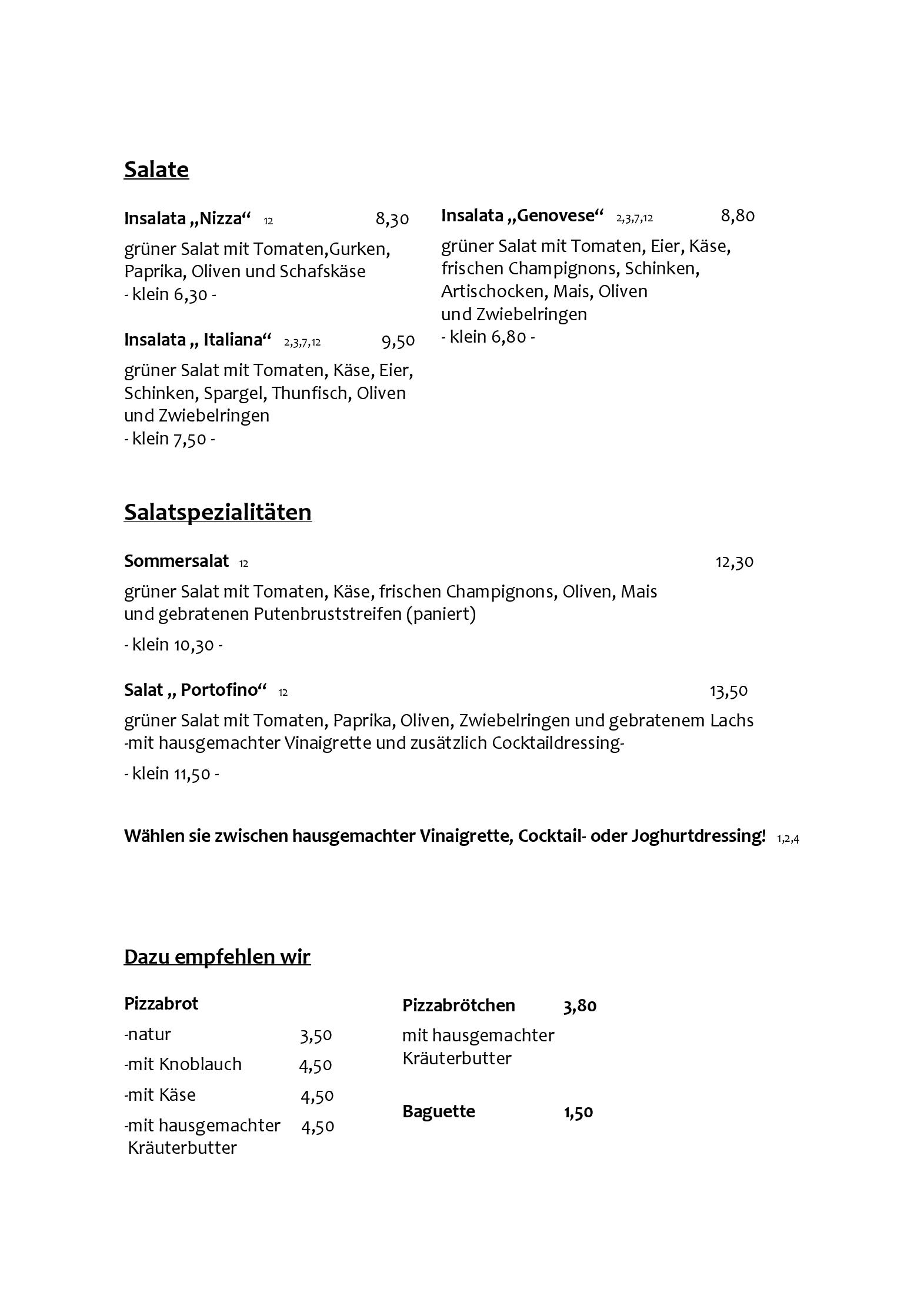 Speisekarte Pizzeria Costa Verde in Gerolstein, Seite 2
