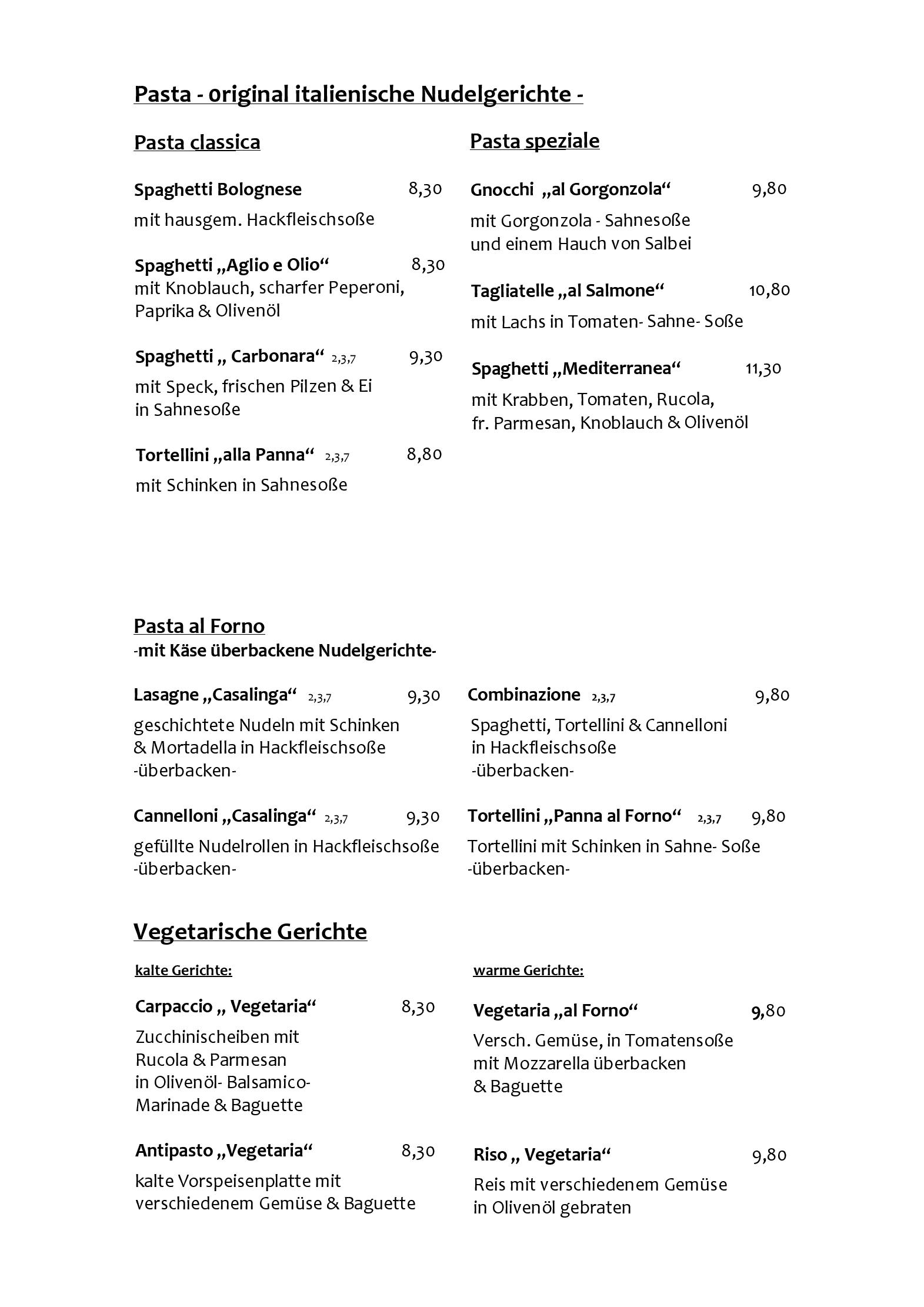 Speisekarte Pizzeria Costa Verde in Gerolstein, Seite 5
